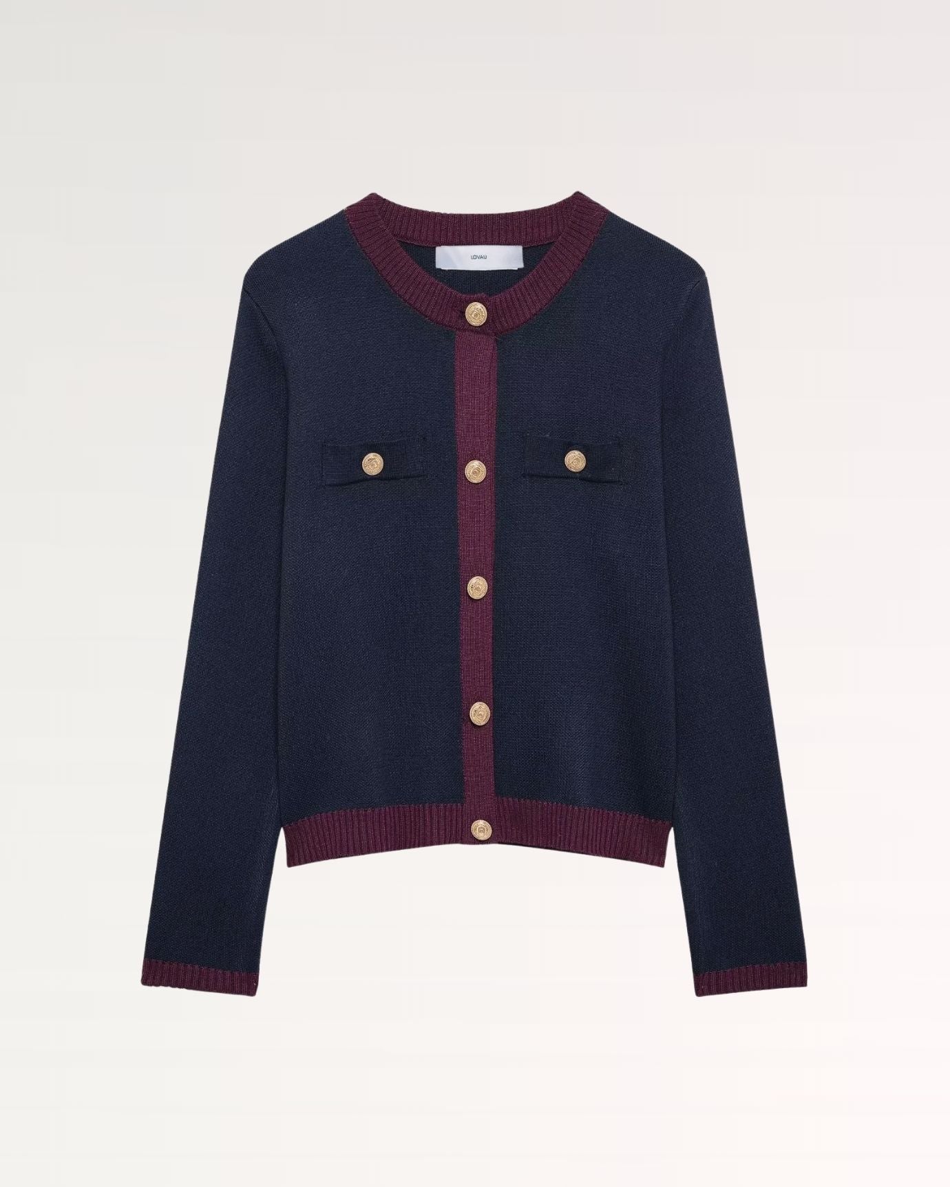 Franziska Old Money Cardigan Black and Wine Red