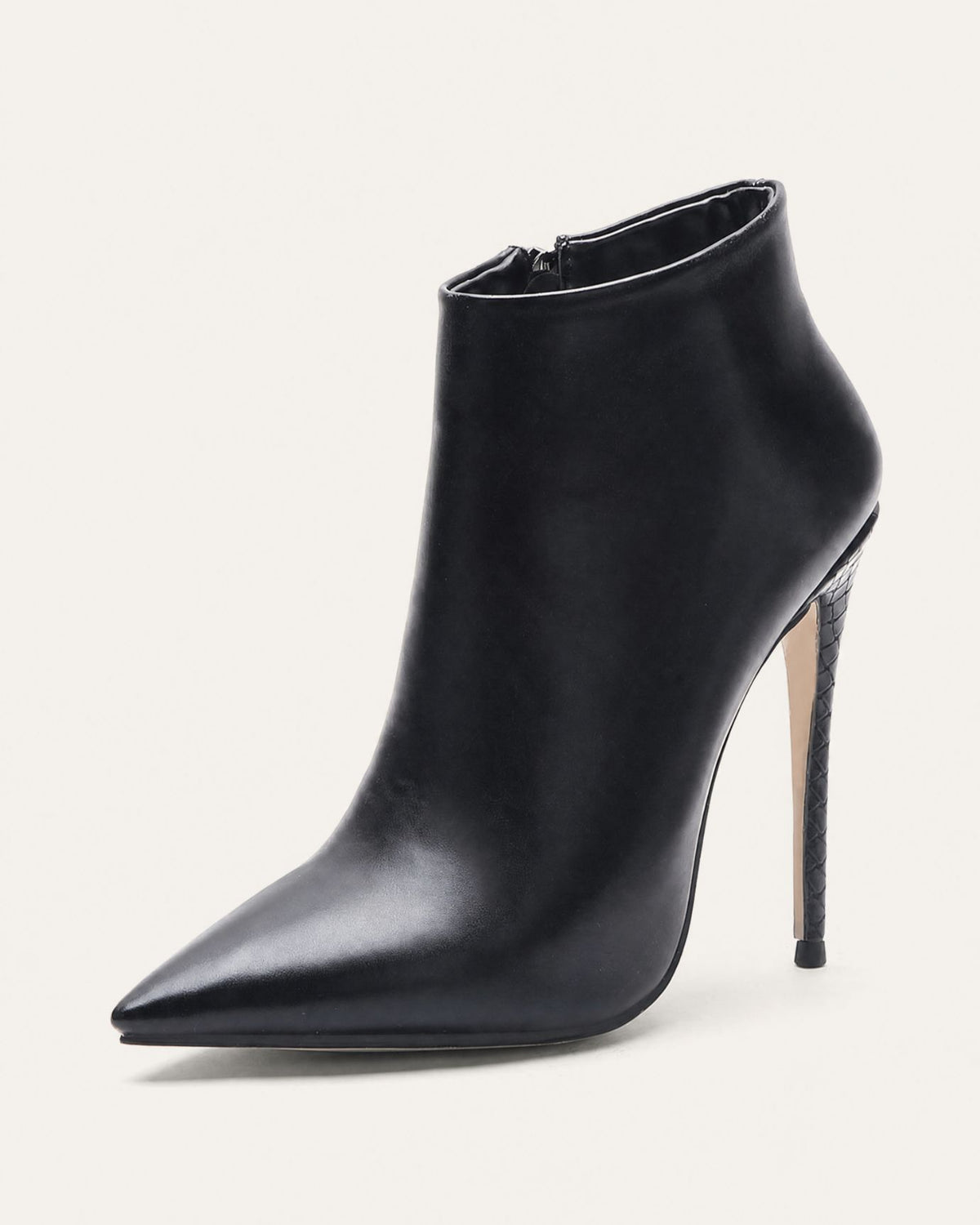 Pointed-Toe Stiletto Booties with Side Zip