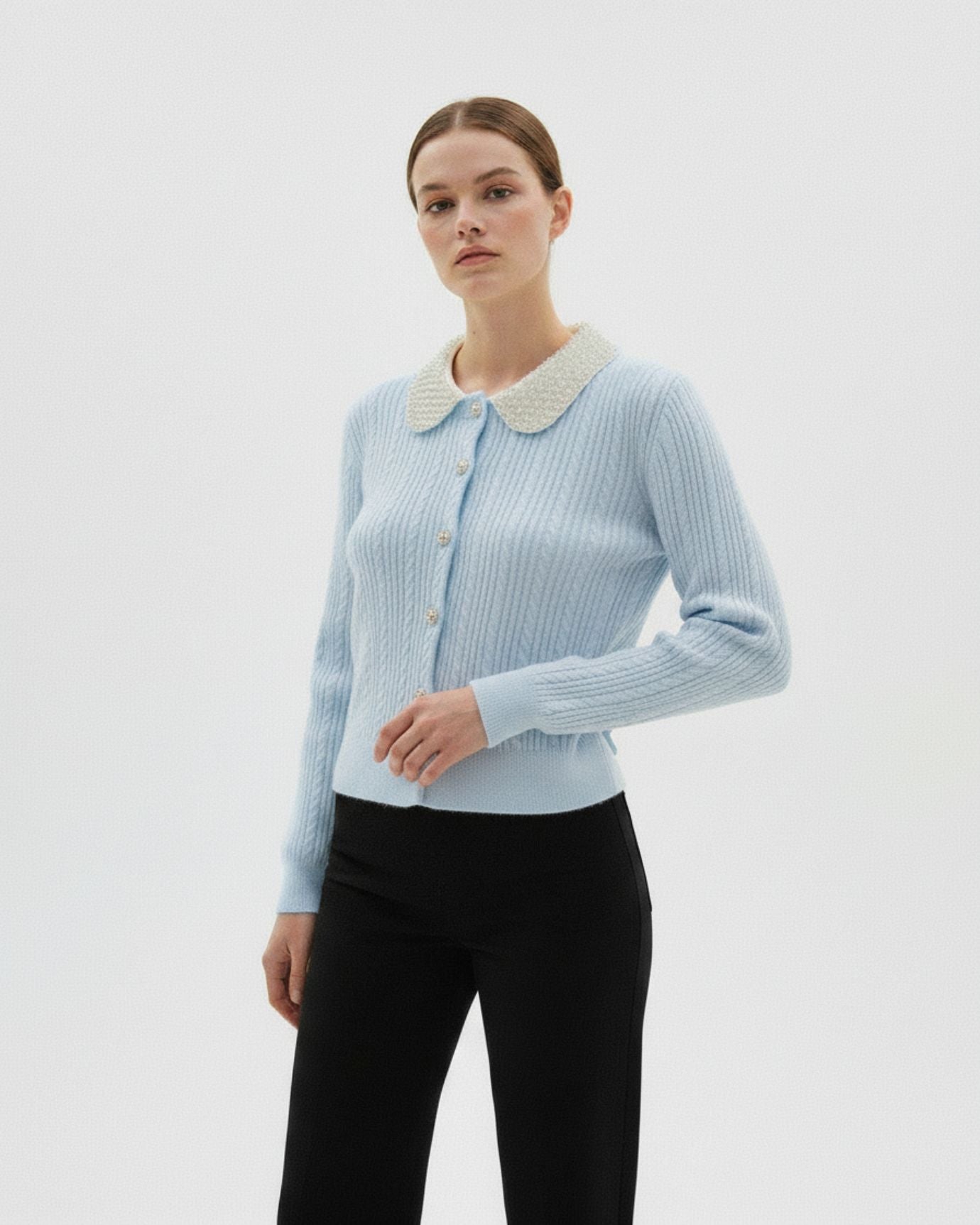 French Style Cardigan Pearl Buttonned