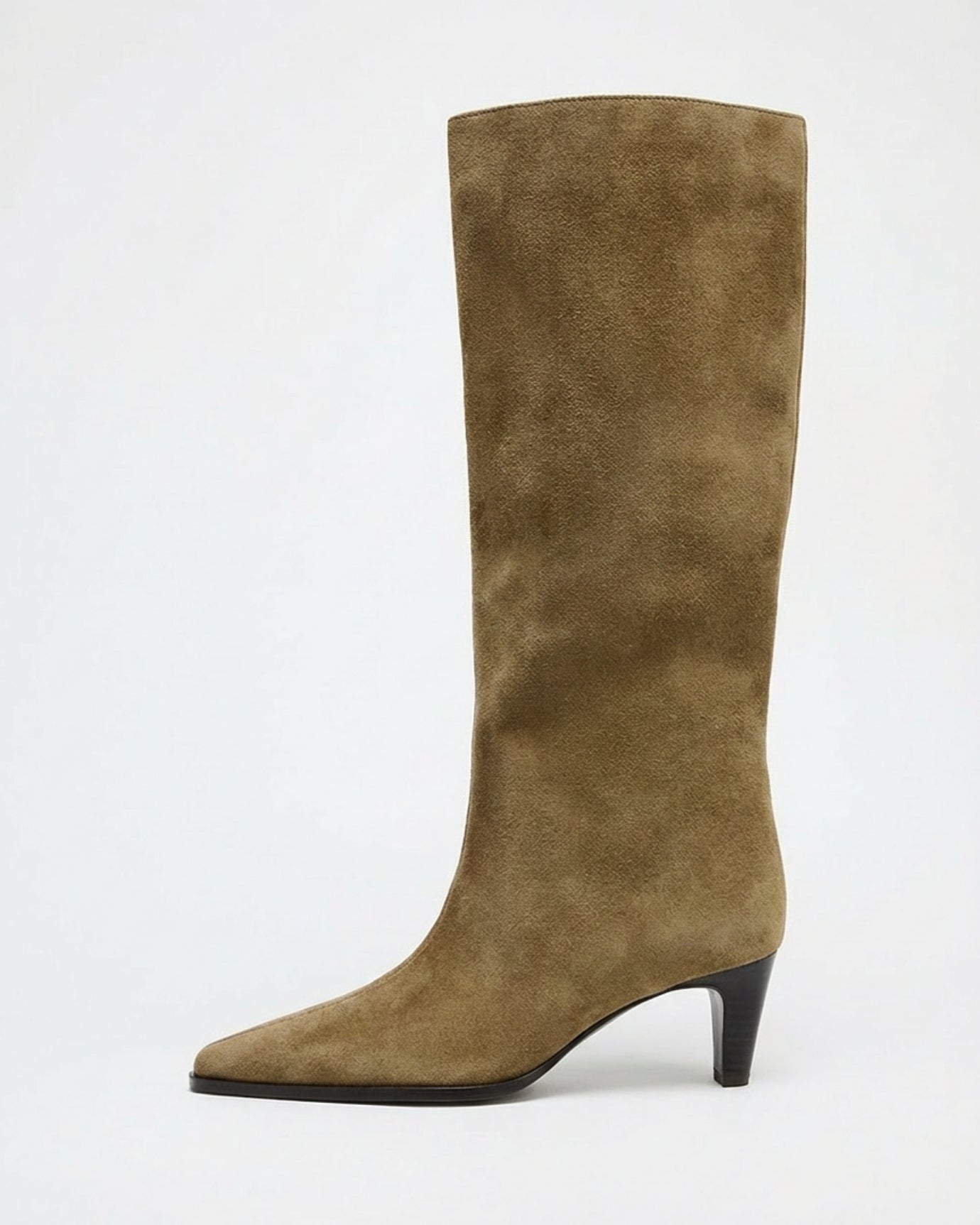 Divina Leather Boots Wide-Leg Kitten Heel Boots