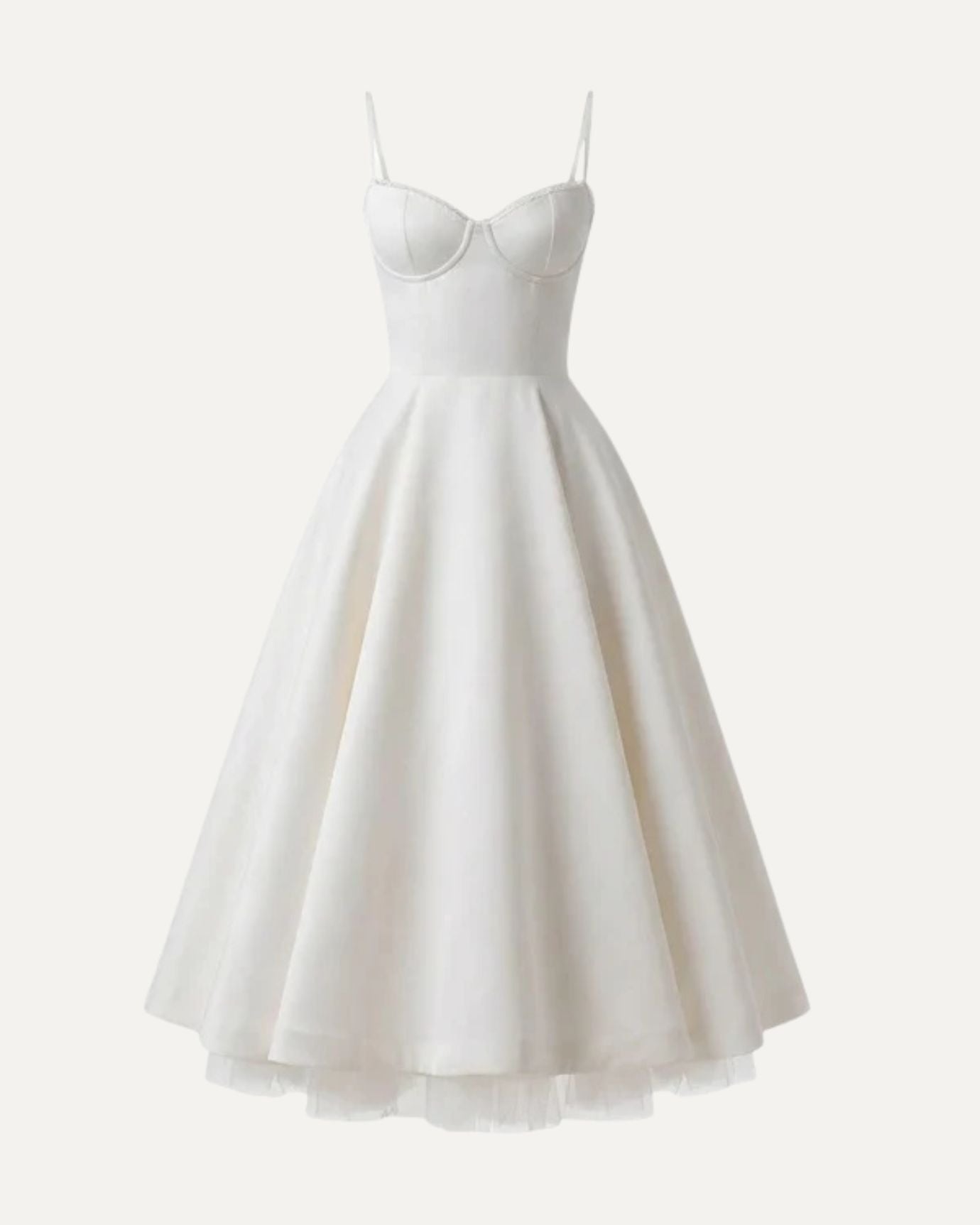 Giulia midi dress in white, classic feminine timeless elegance silhouette