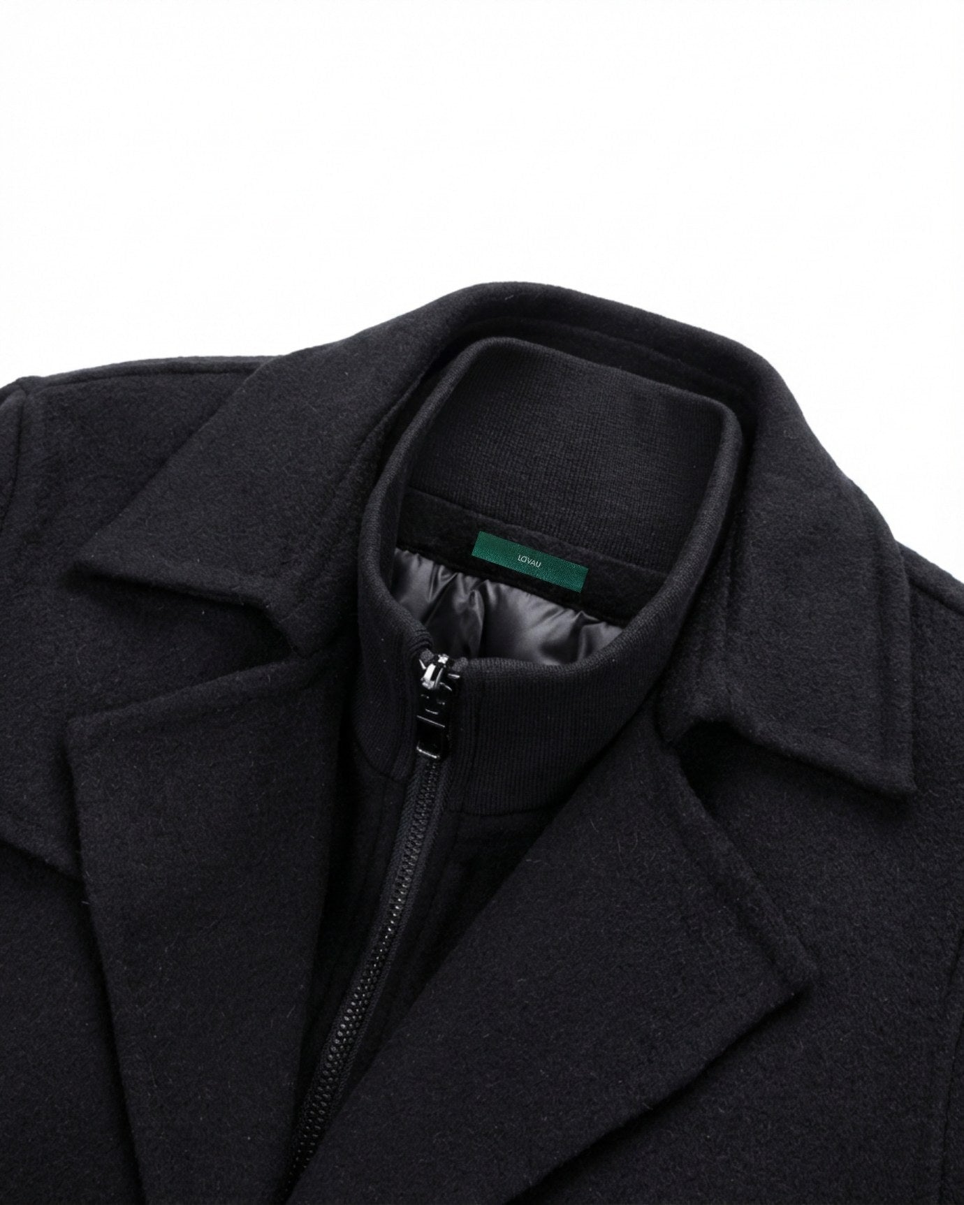 Mid-Length Wool Windbreaker with Removable Liner Coat