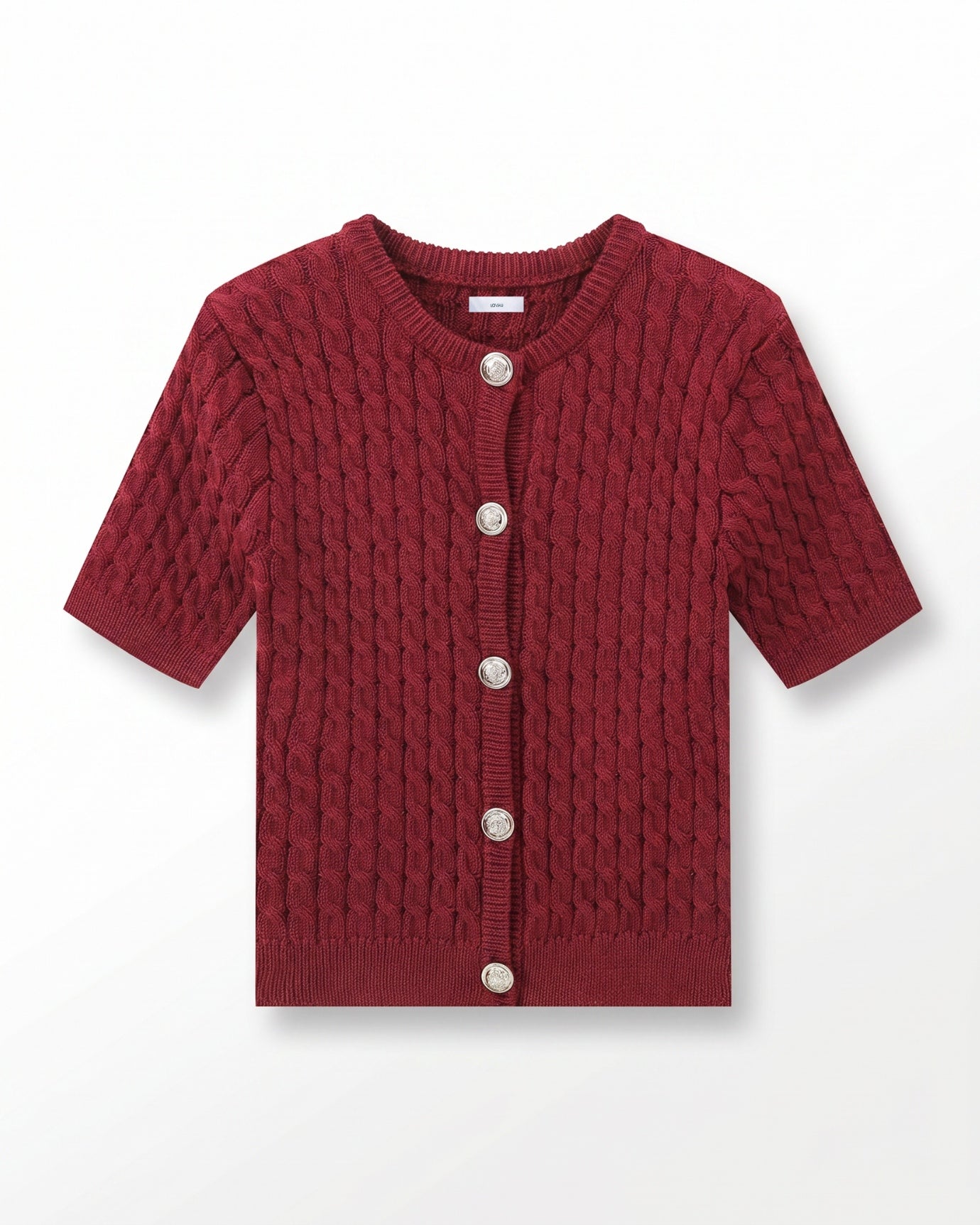 Slim Fit Knitted Short-sleeved Short Cardigan