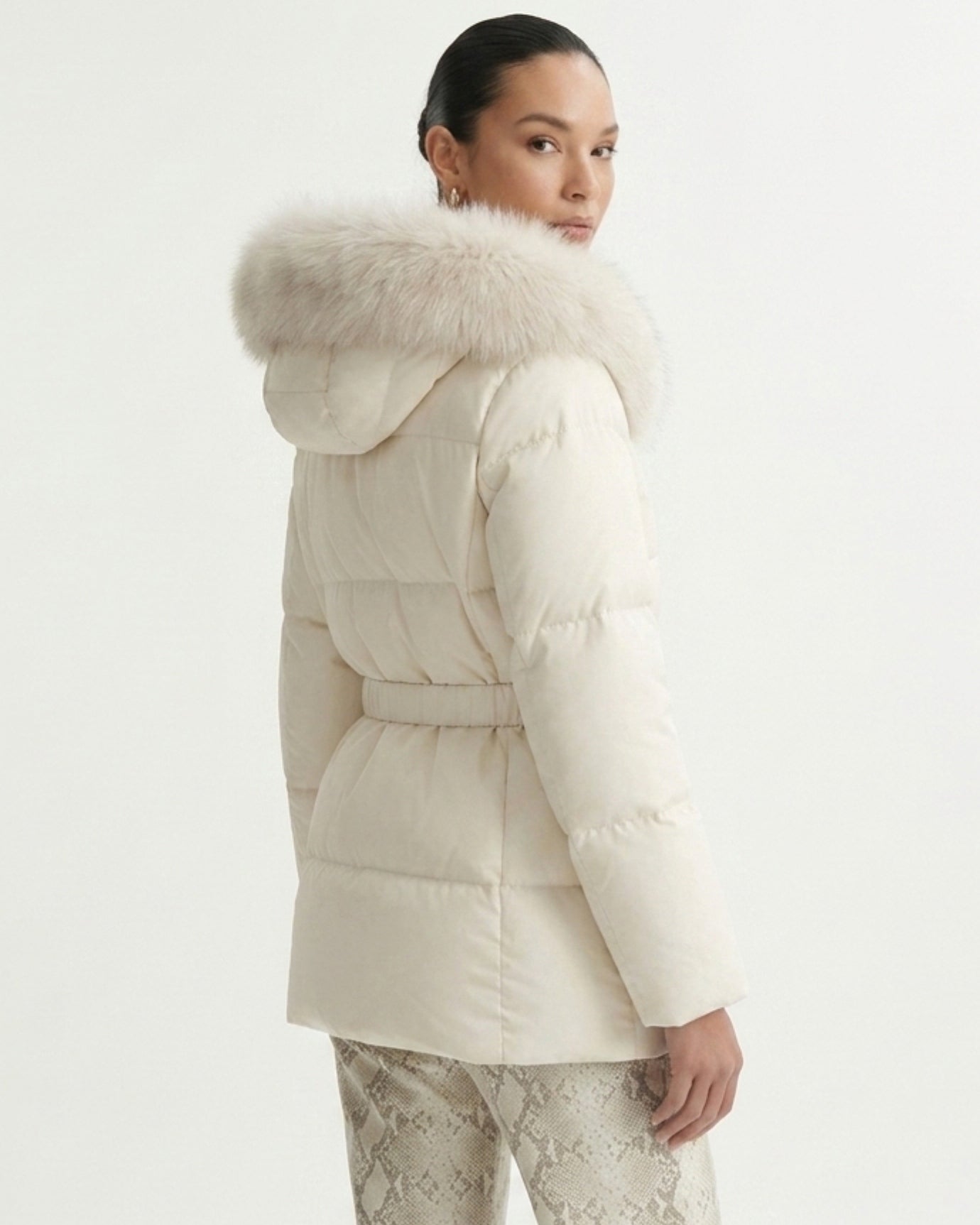 Goose Down Coat Raccoon Fur Hood Trim Warm Parka