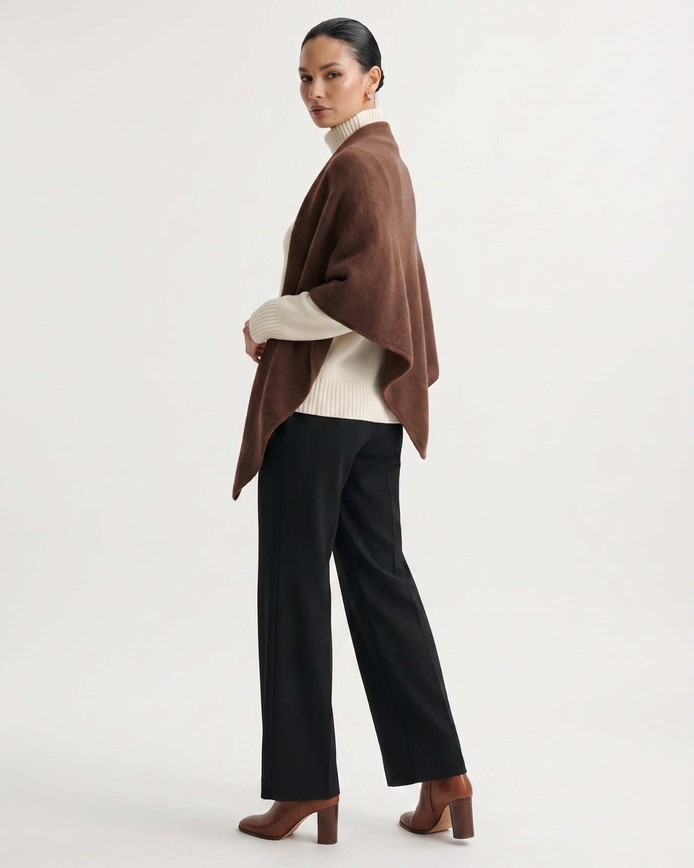 Kira Cashmere Thickened Knit Triangle Shawl