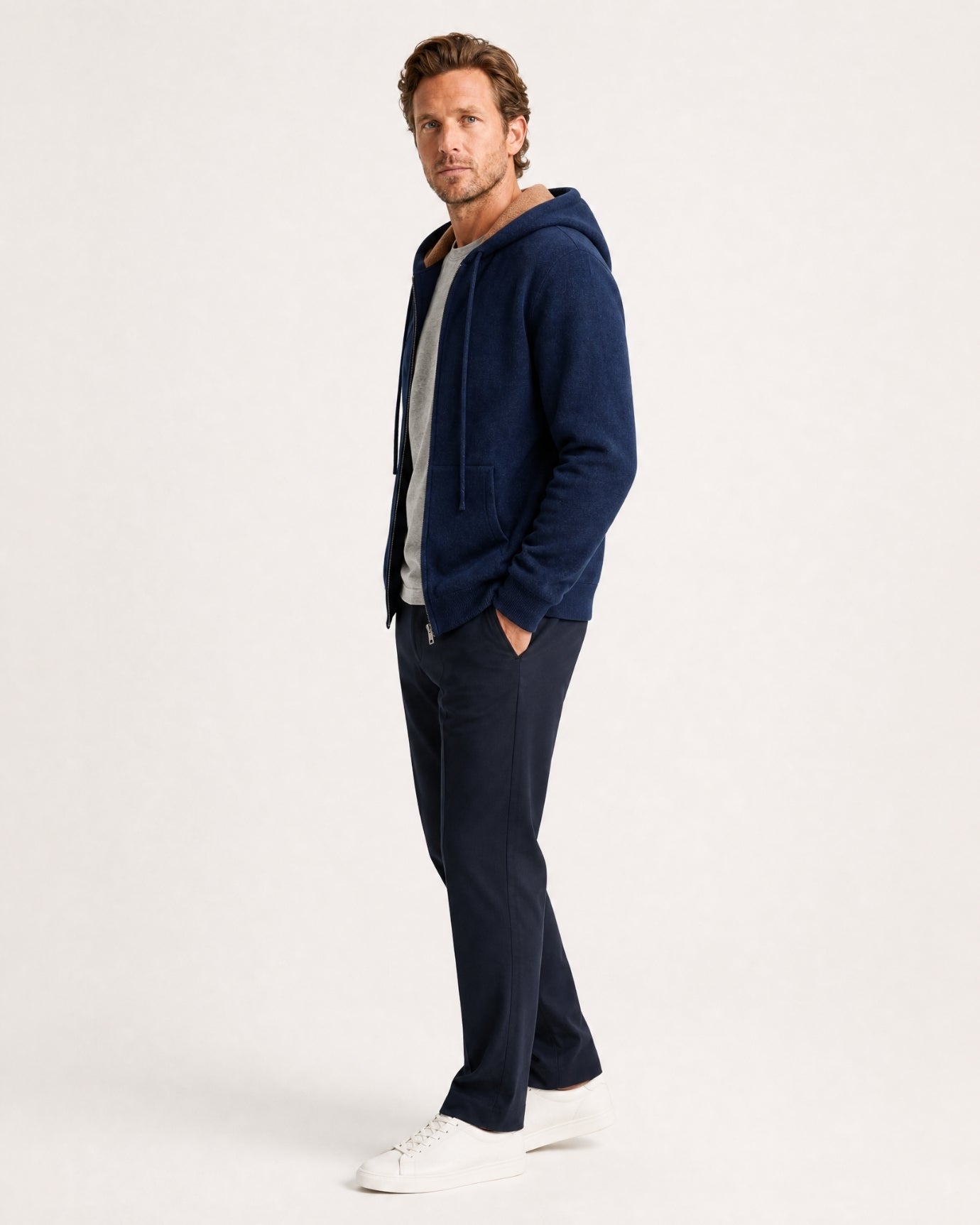 Cashmere Full-Zip Thickened Hooded Cardigan