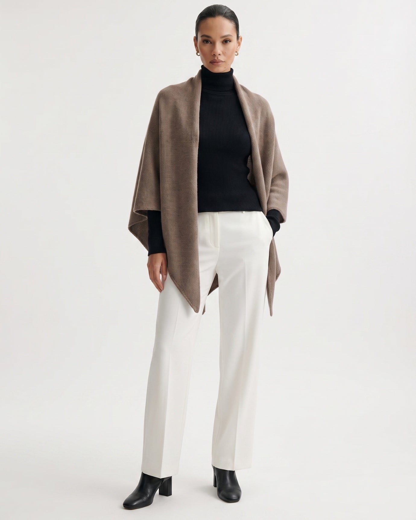 Kira Cashmere Thickened Knit Triangle Shawl