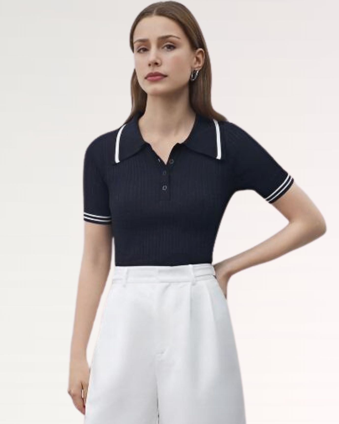 Premium cotton polo shirt in navy blue with smart-casual versatile design