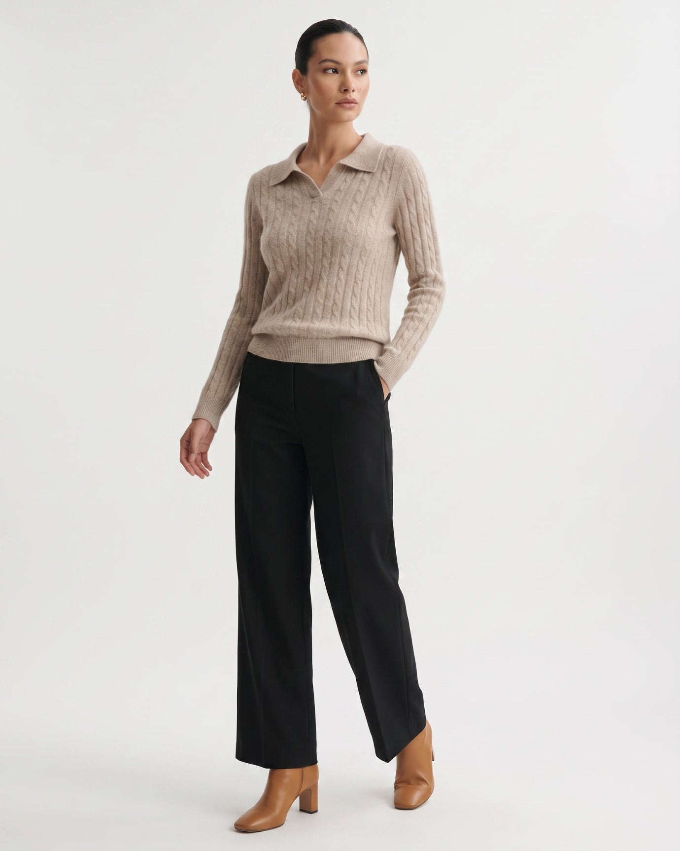 Kira Cashmere Polo Sweater