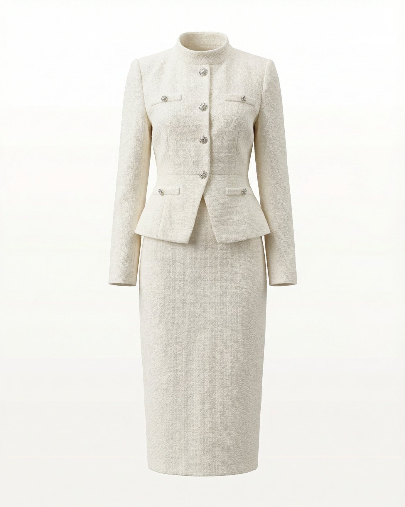 Diana Suit Diamond Collar Set with Slim Midi Skirt