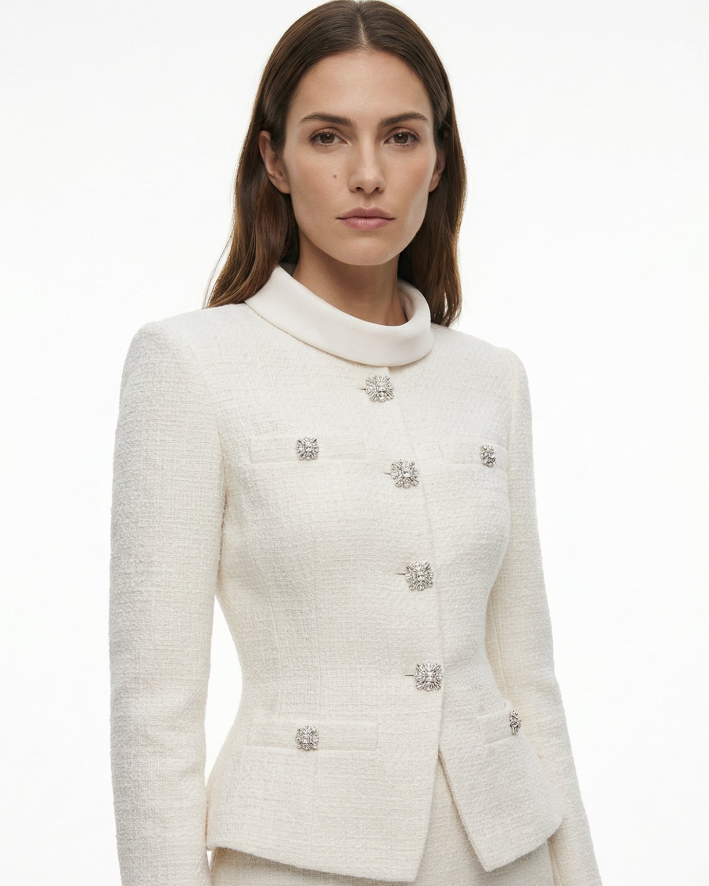 Diana Suit Diamond Collar Set with Slim Midi Skirt