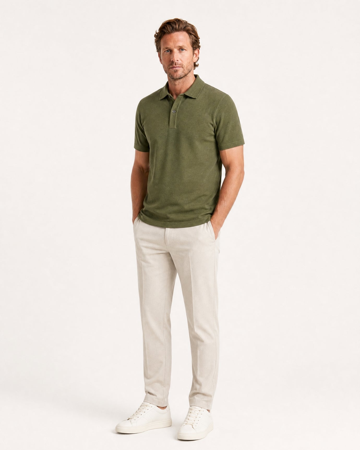 Short-Sleeve Merino Wool Collared Knit Polo