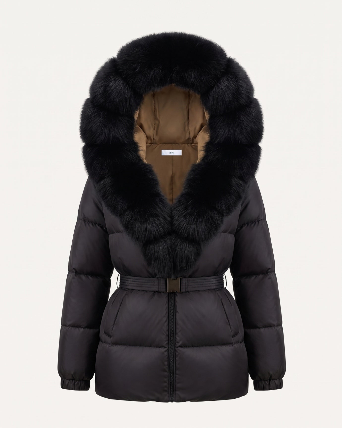 Duck Down Jacket with Fox Fur Trim Hood