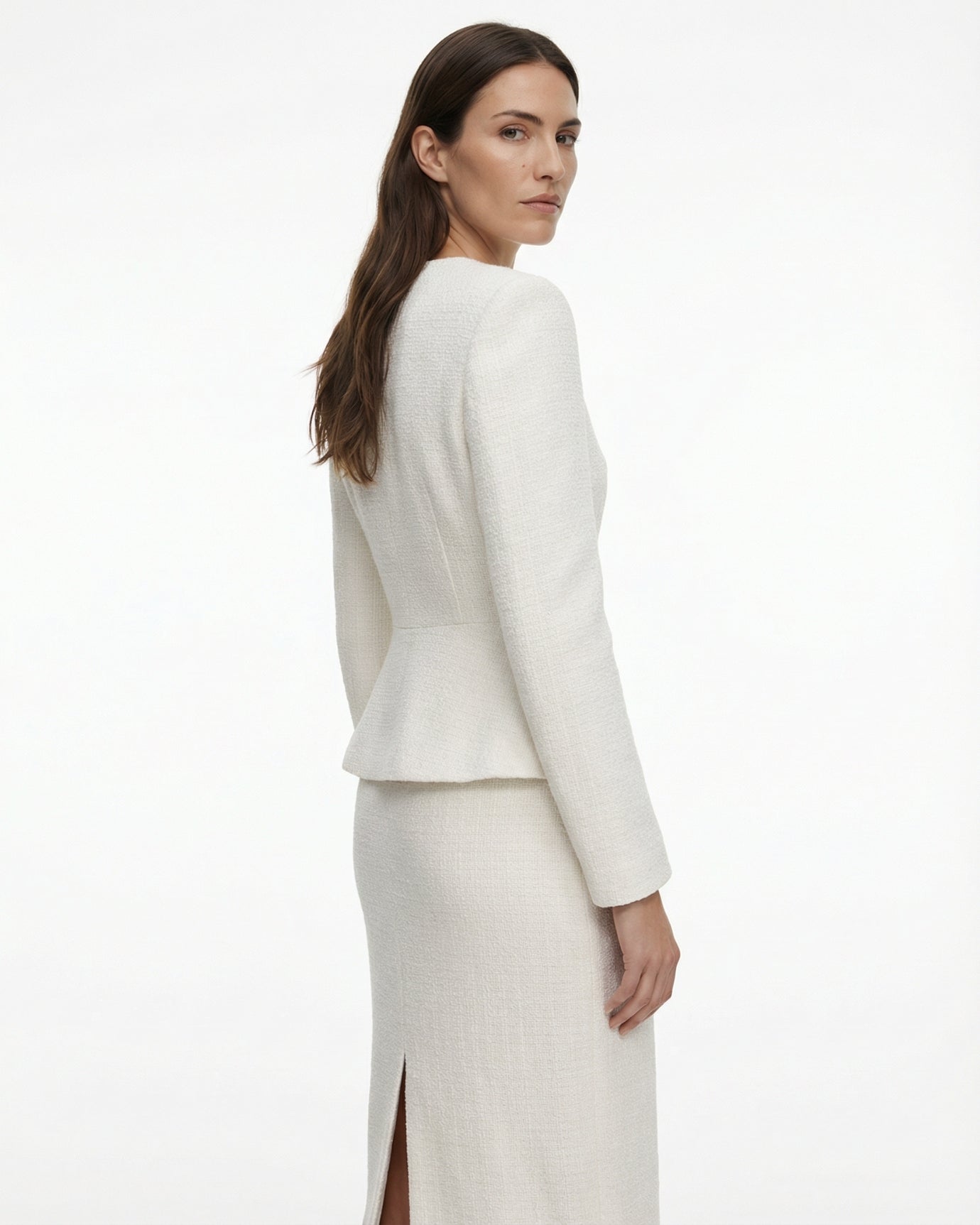 Diana Suit Diamond Collar Set with Slim Midi Skirt