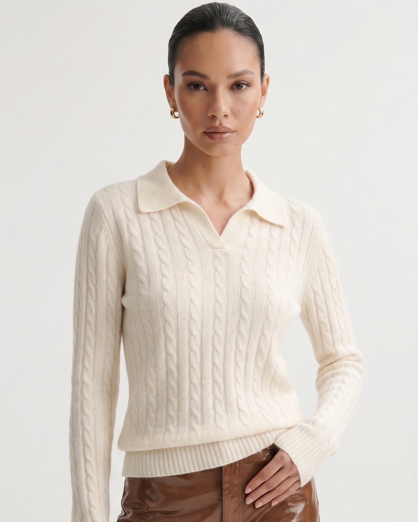 Kira Cashmere Polo Sweater