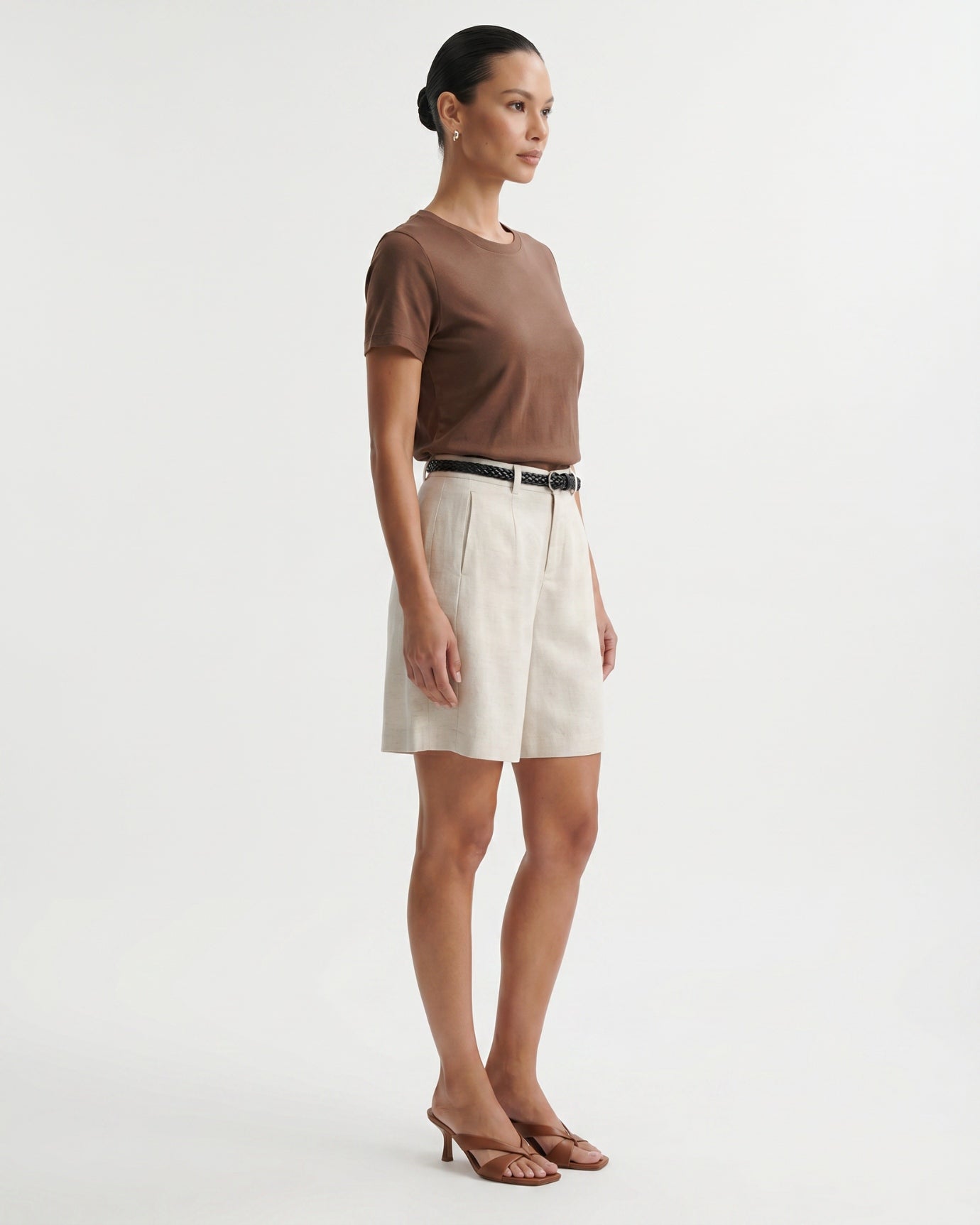 Linen Shorts Thin Style With Belt