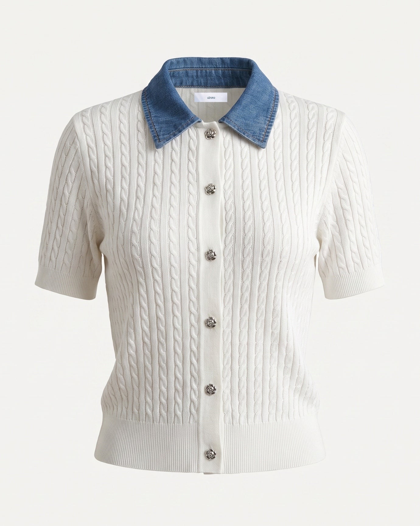 Denim Lapel Knit Polo