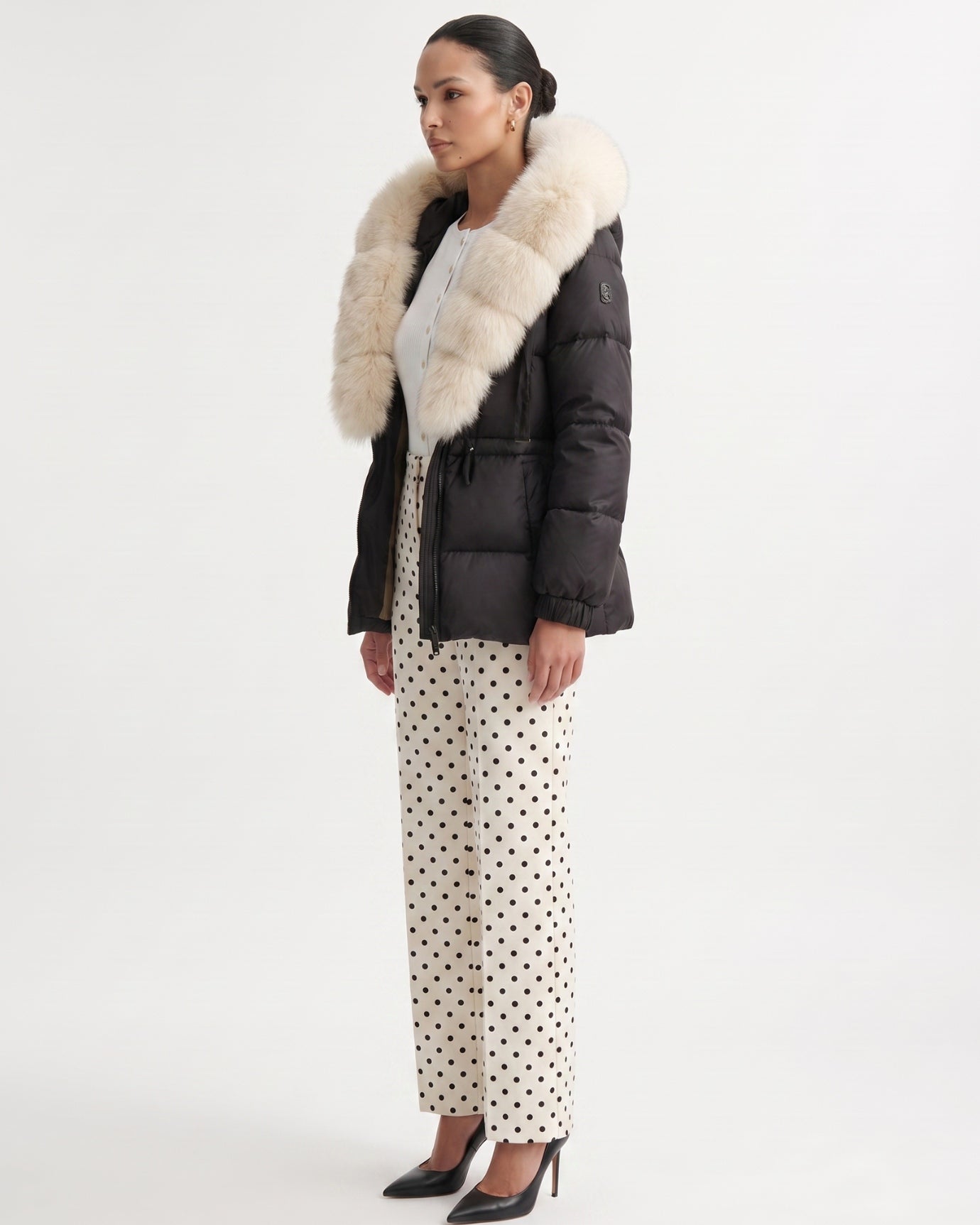 Duck Down Jacket with Fox Fur Trim Hood