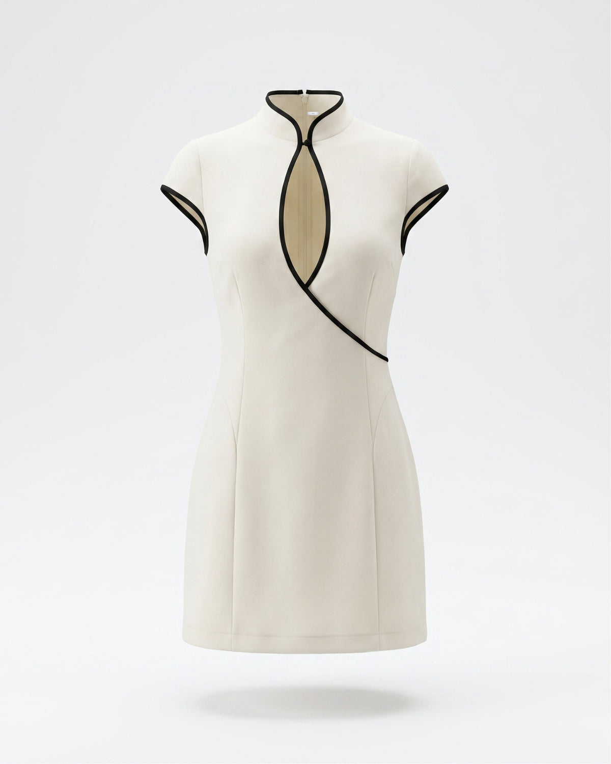 white mini dress black trim Lined Sleeveless Color:Silver (Pre-Order)