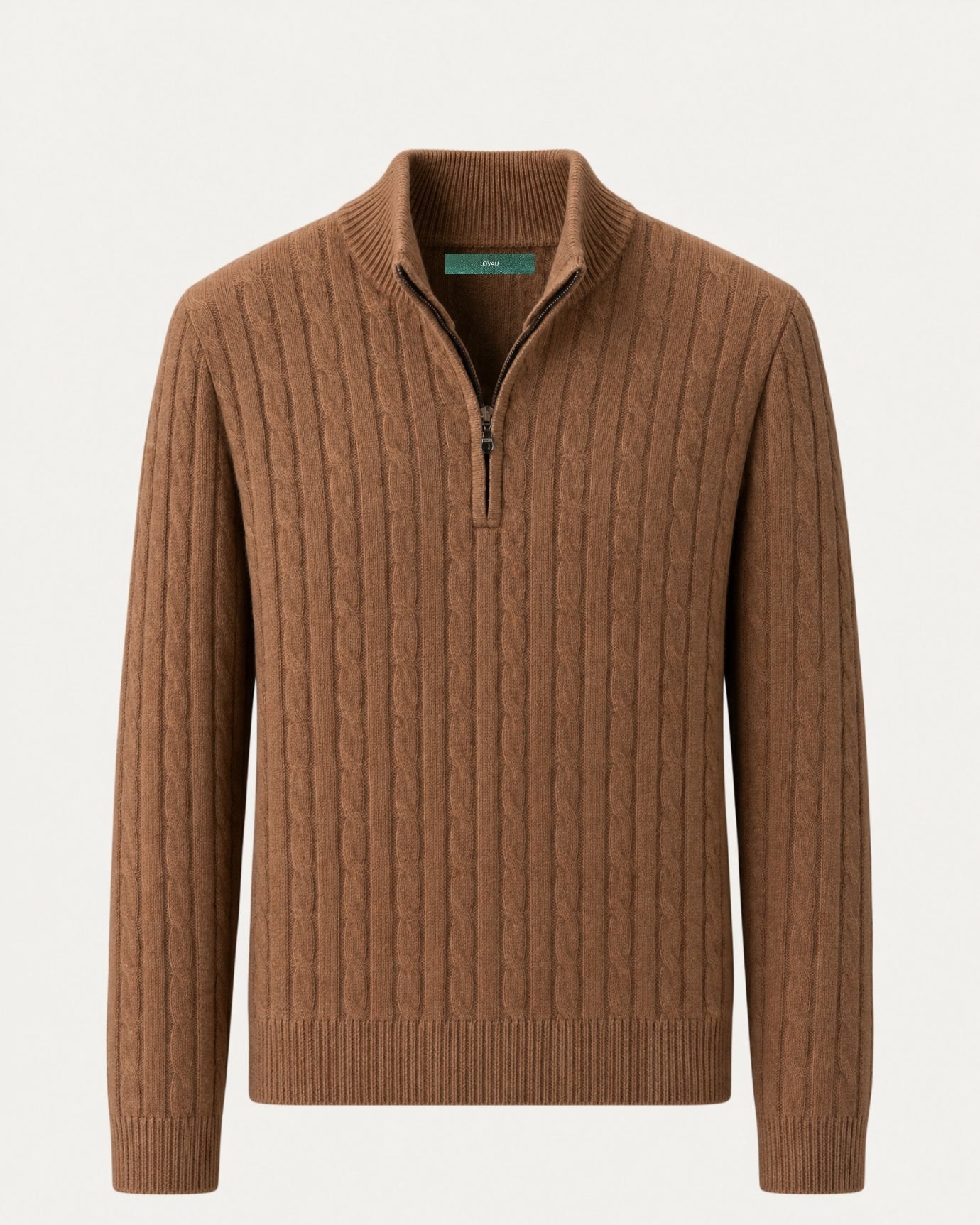 Cashmere Half-Zip Thick Cable Knit Knitwear