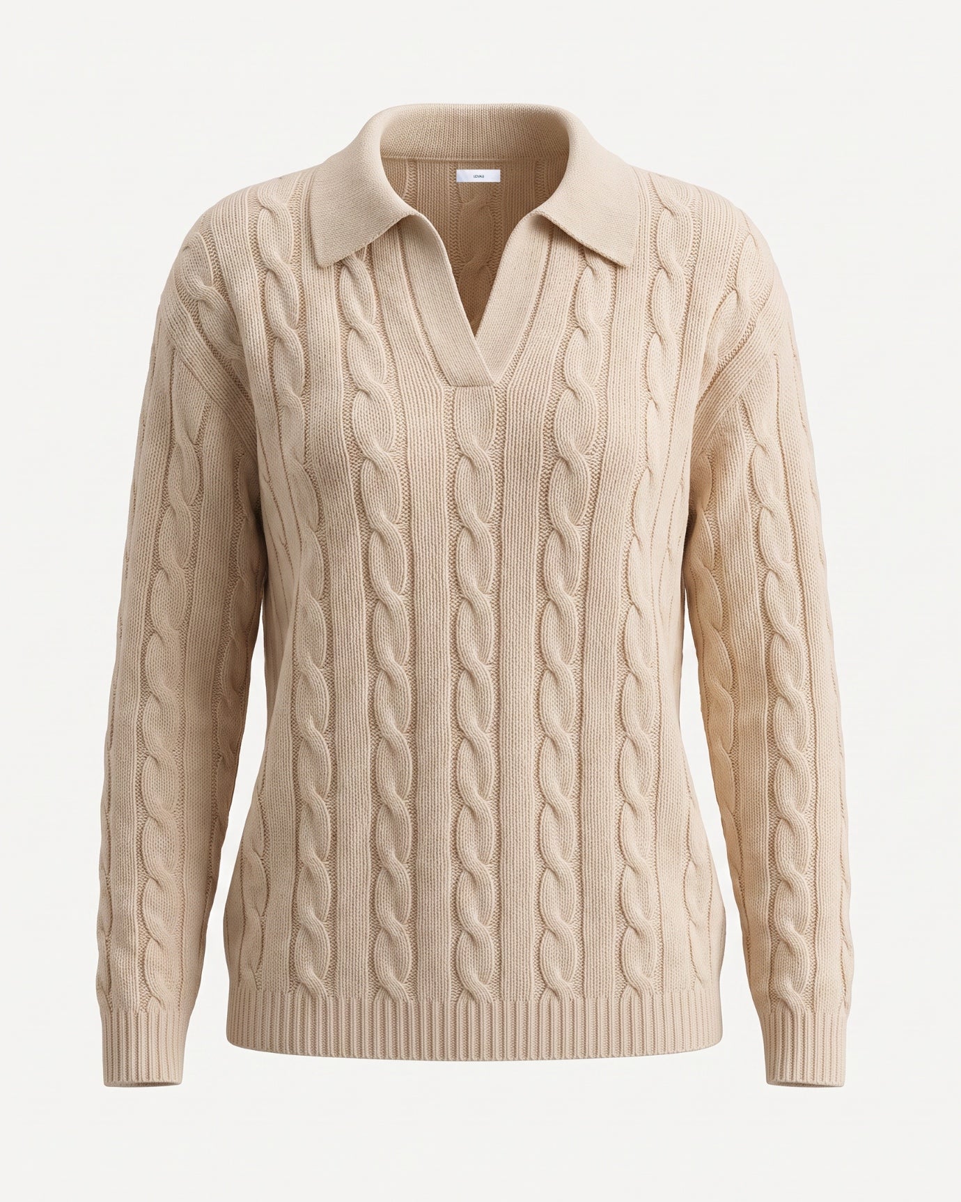 Dina Cashmere & Mulberry Silk Long Sleeve Polo Oversized