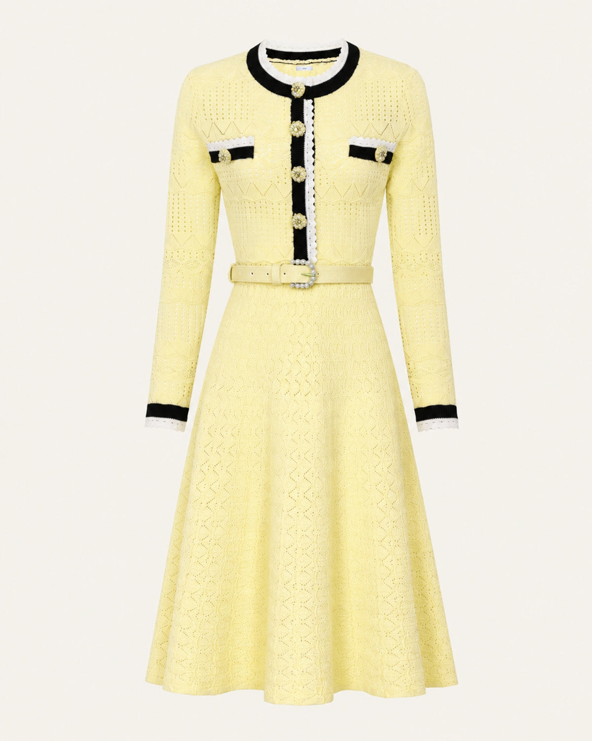 Celia Long-Sleeve Belted Cutout Dress