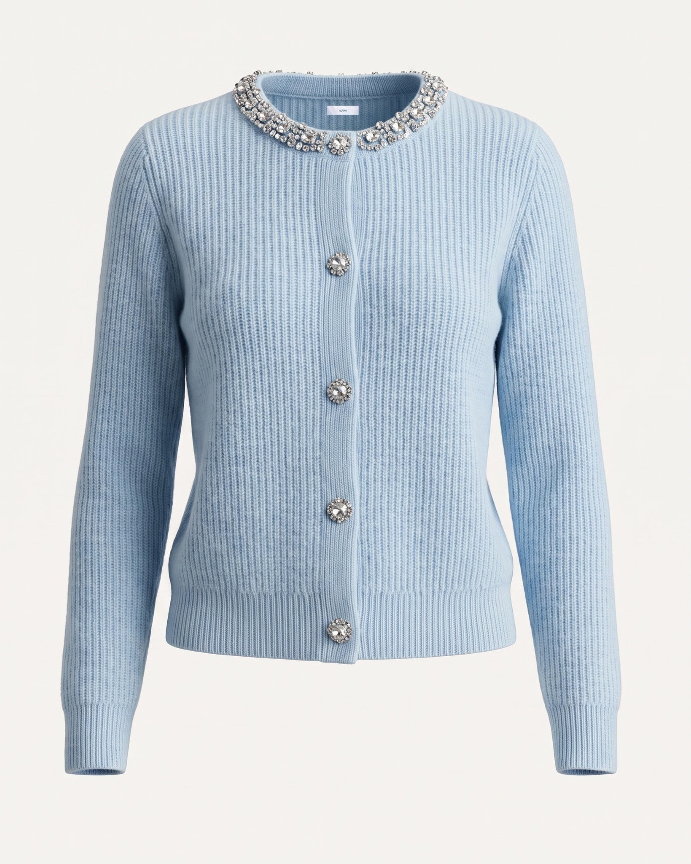 Round Neck Cashmere Knitted Diamond Cardigan
