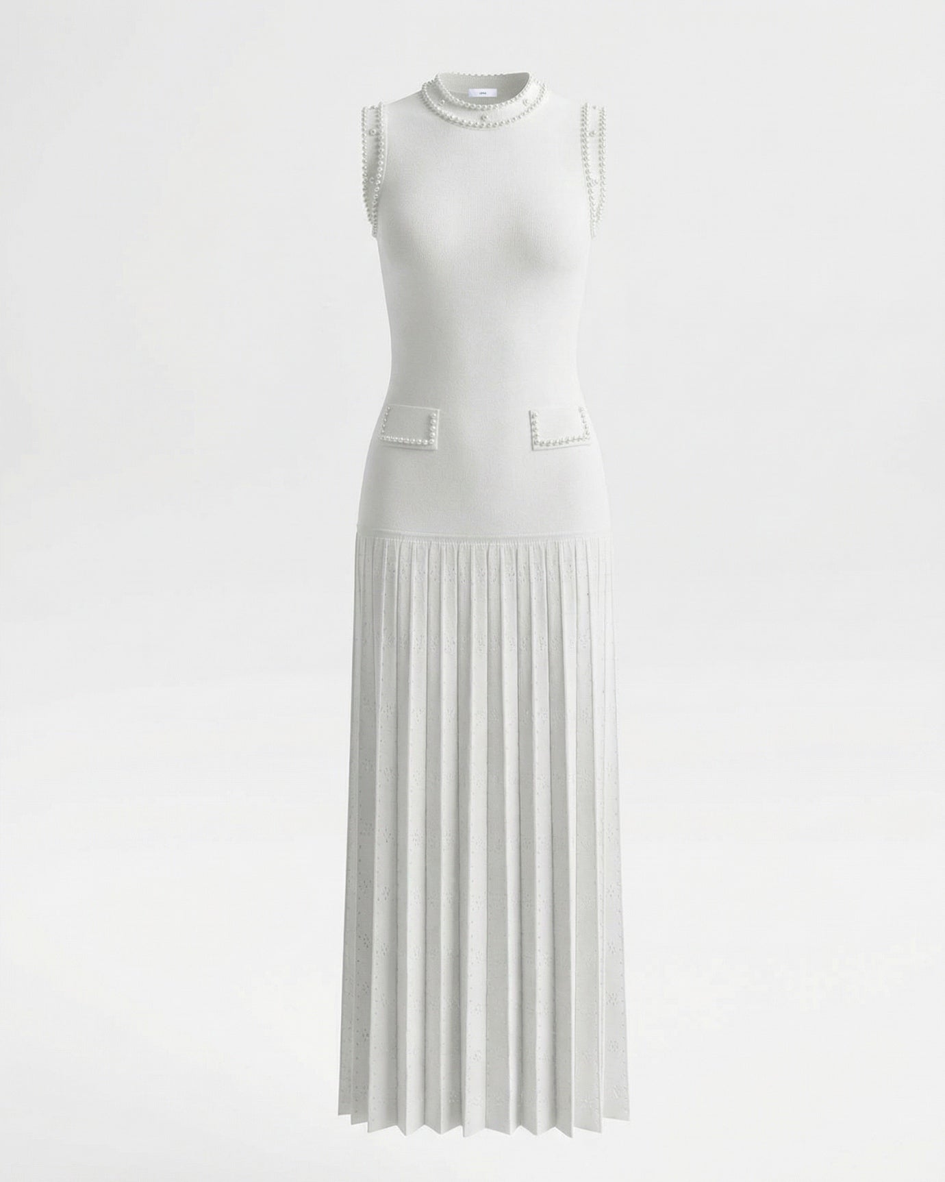 Hamptons Neck Beaded Slim Fit Knitted Dress