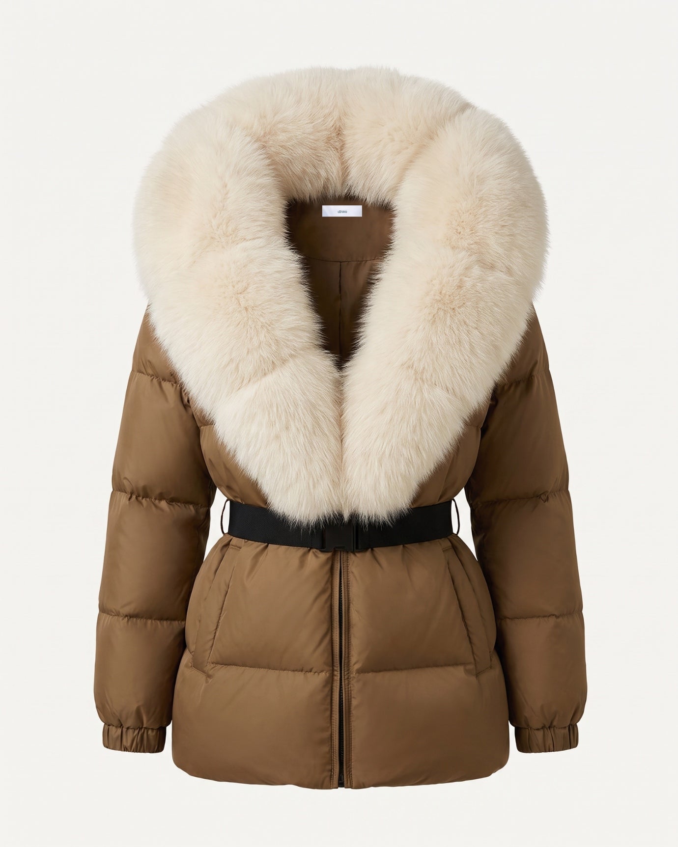 Duck Down Jacket with Fox Fur Trim Hood