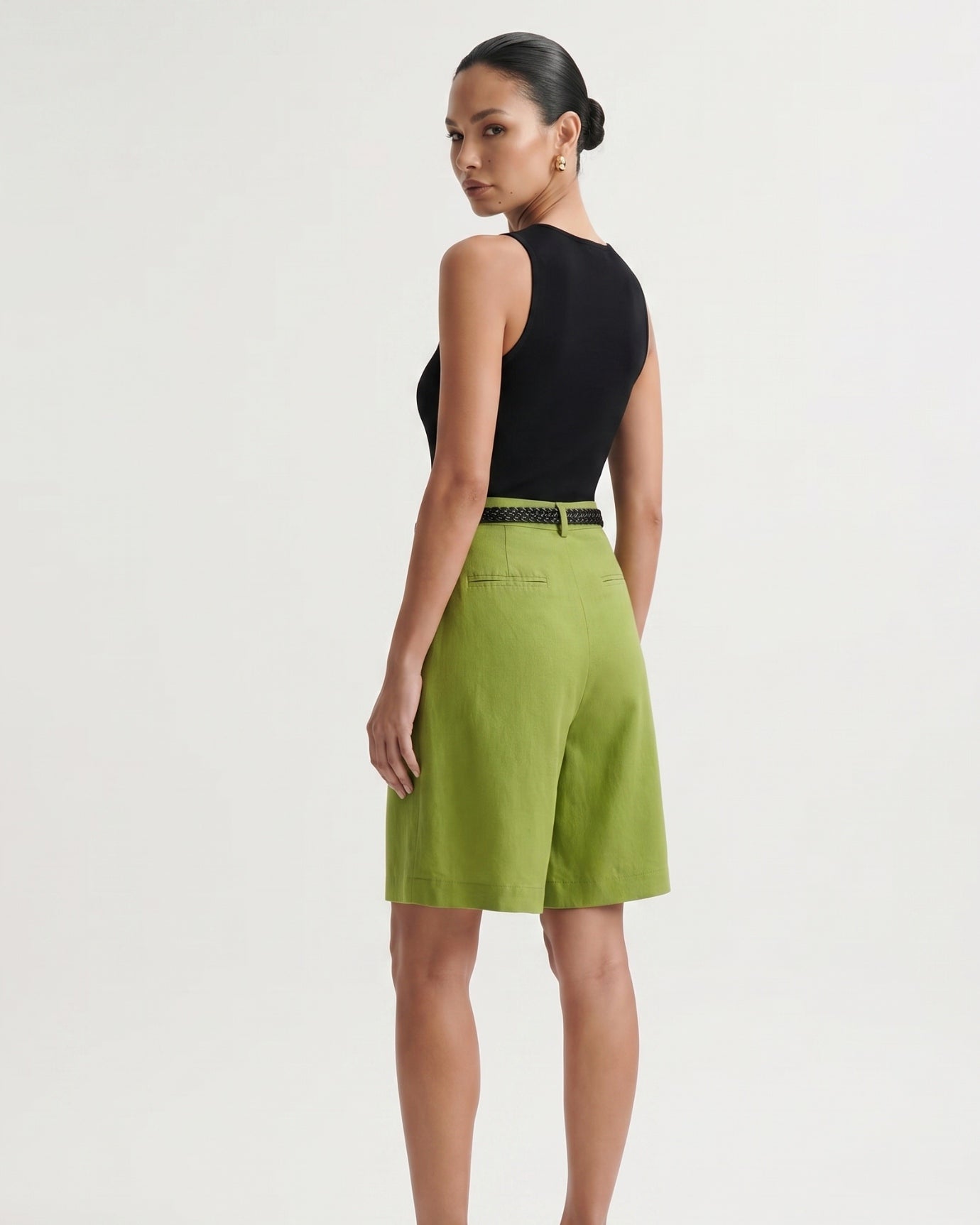 Linen Shorts Thin Style With Belt