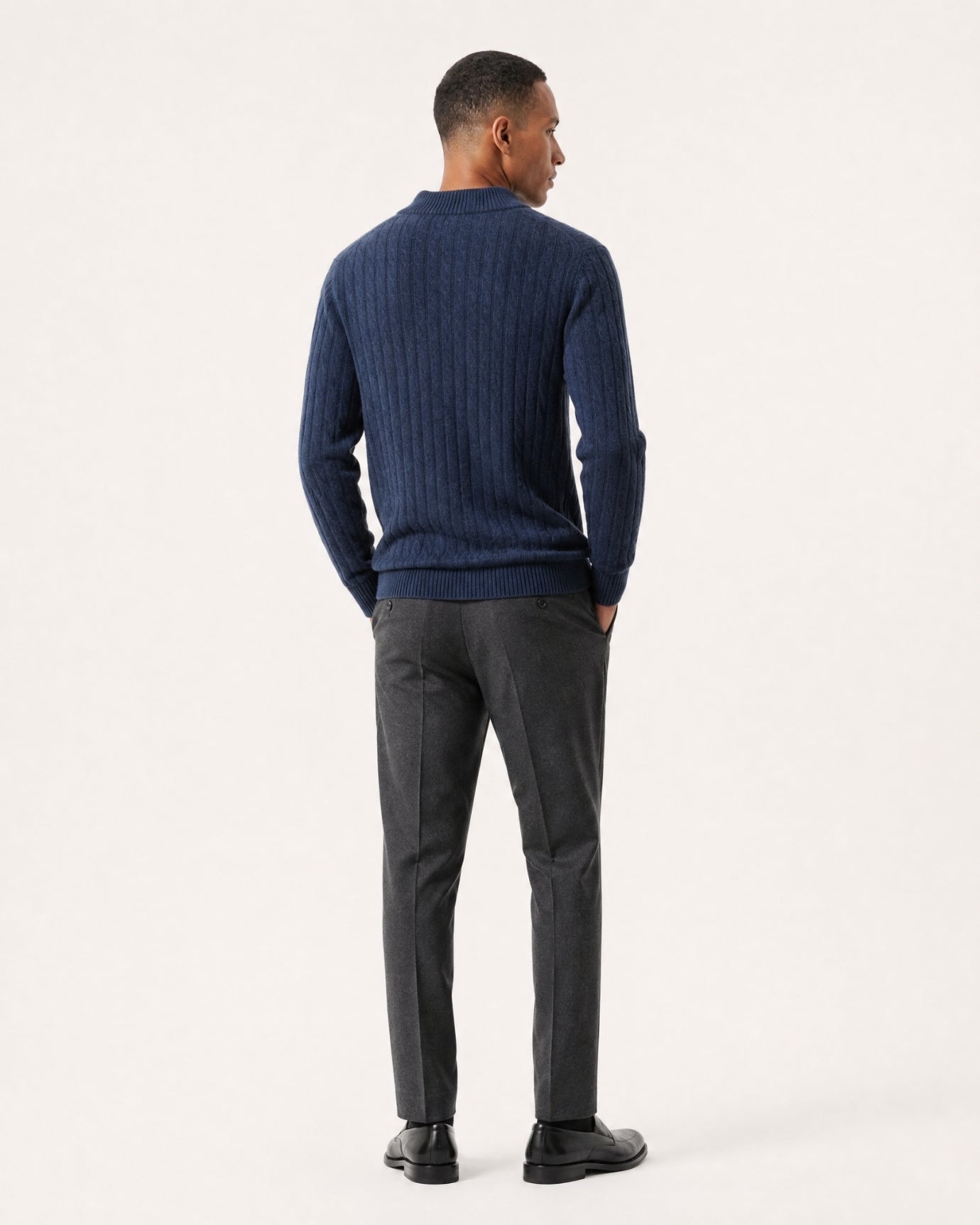 Cashmere Half-Zip Thick Cable Knit Knitwear
