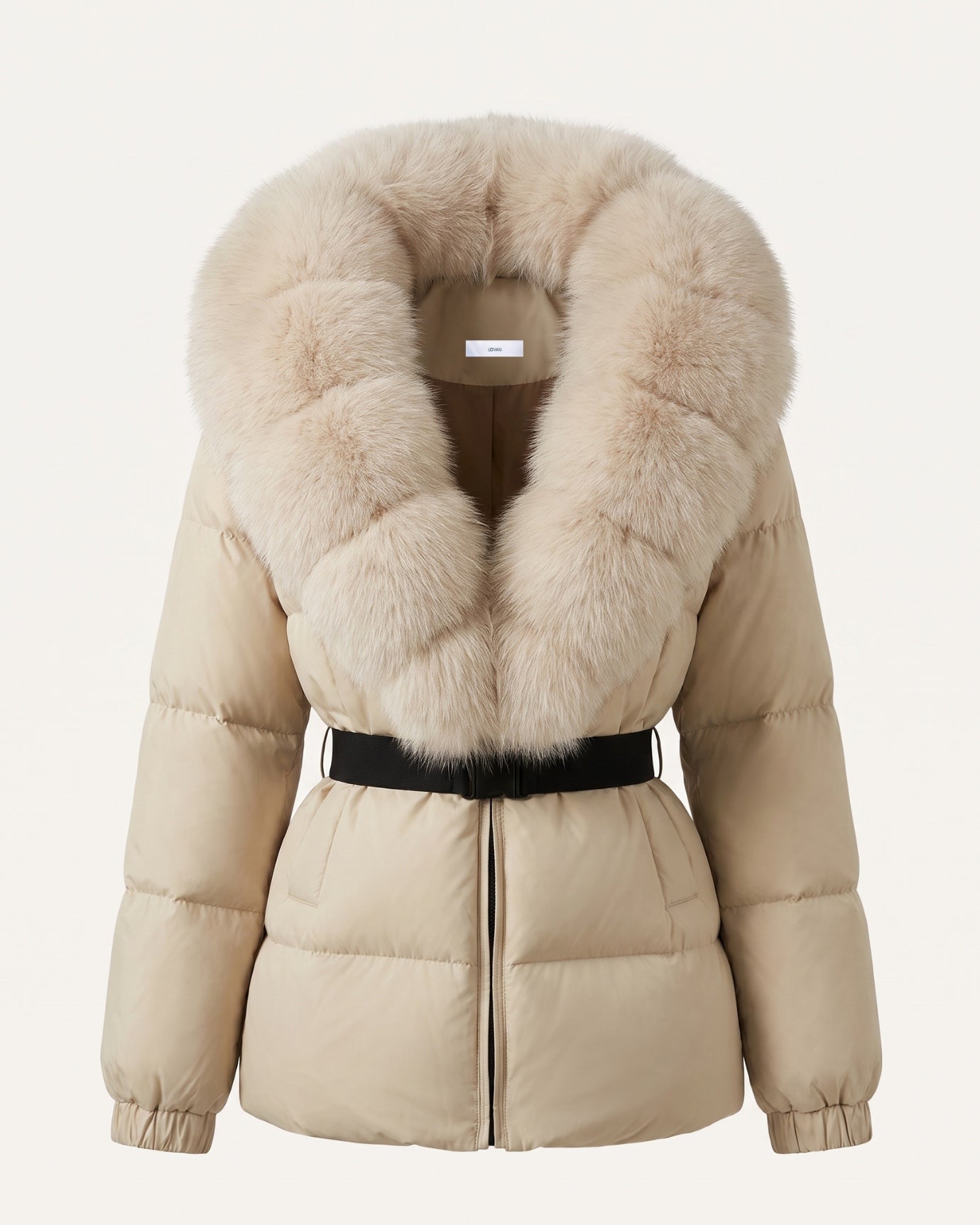 Duck Down Jacket with Fox Fur Trim Hood