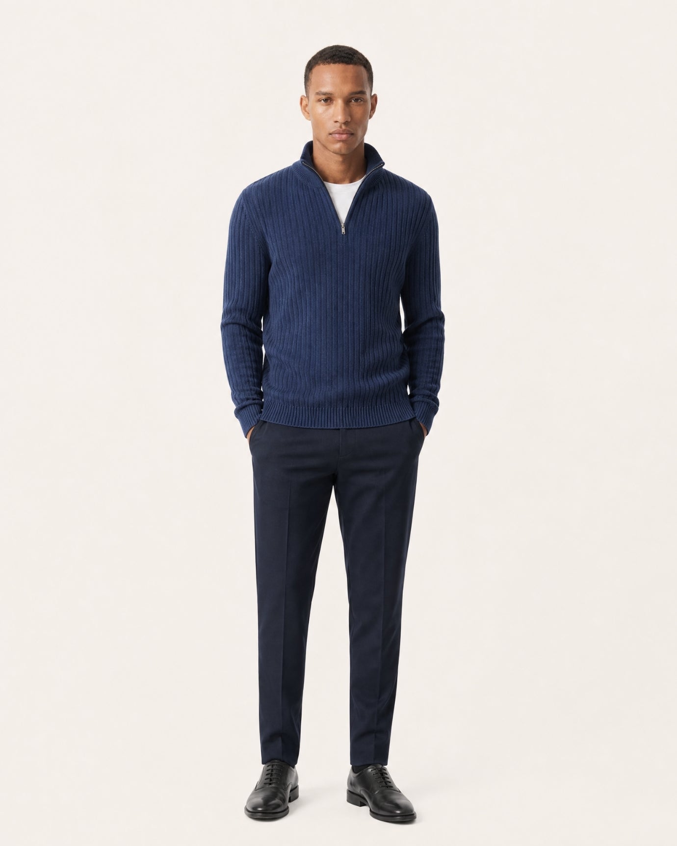 Cashmere Half-Zip Thick Cable Knit Knitwear