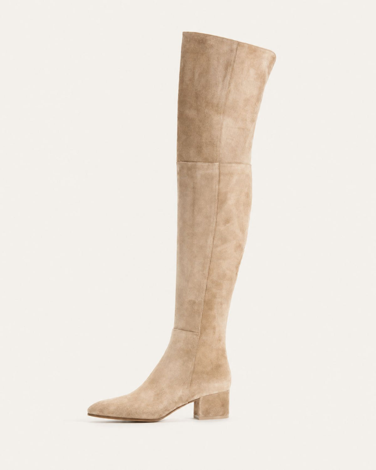 Round-Toe Low-Heel Over-the-Knee Leather Boots