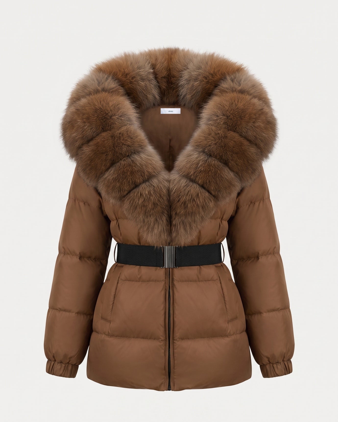 Duck Down Jacket with Fox Fur Trim