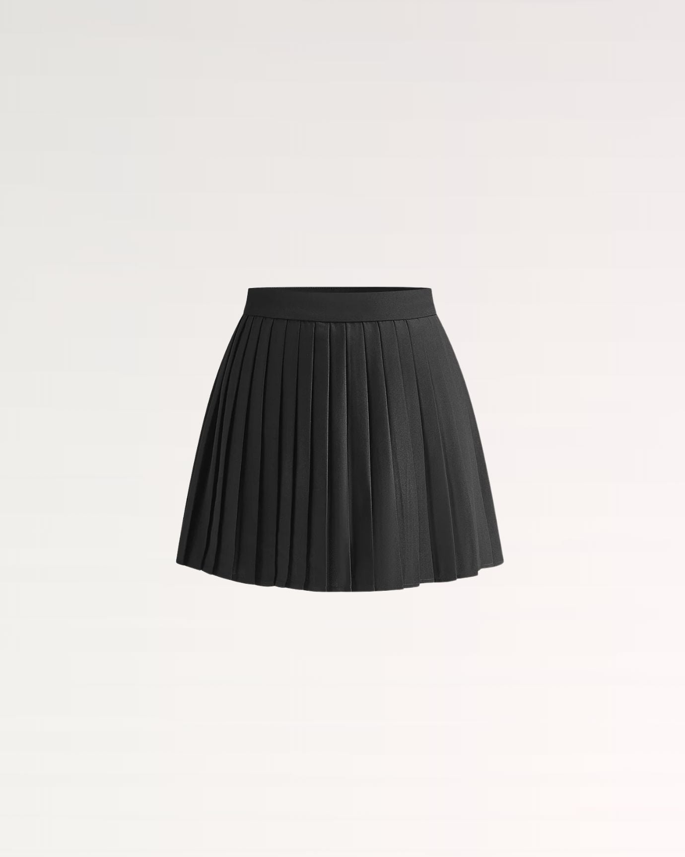 Stylish black pleated mini skirt dress set featuring a fitted waistcoat for a modern business look