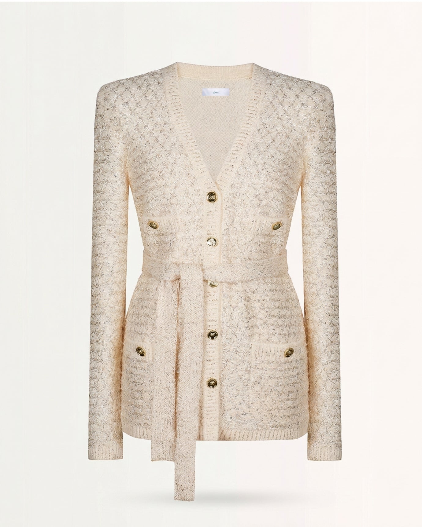 High End Sequin Knitted Long Sleeve V-neck Cardigan
