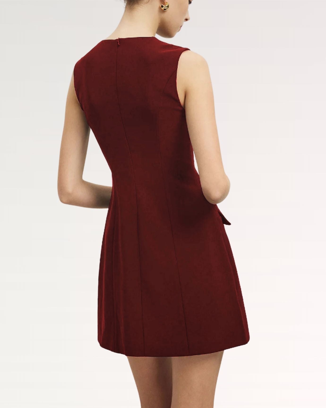 Back of Elena Butterfly Dress Claret featuring keyhole detail and button closure