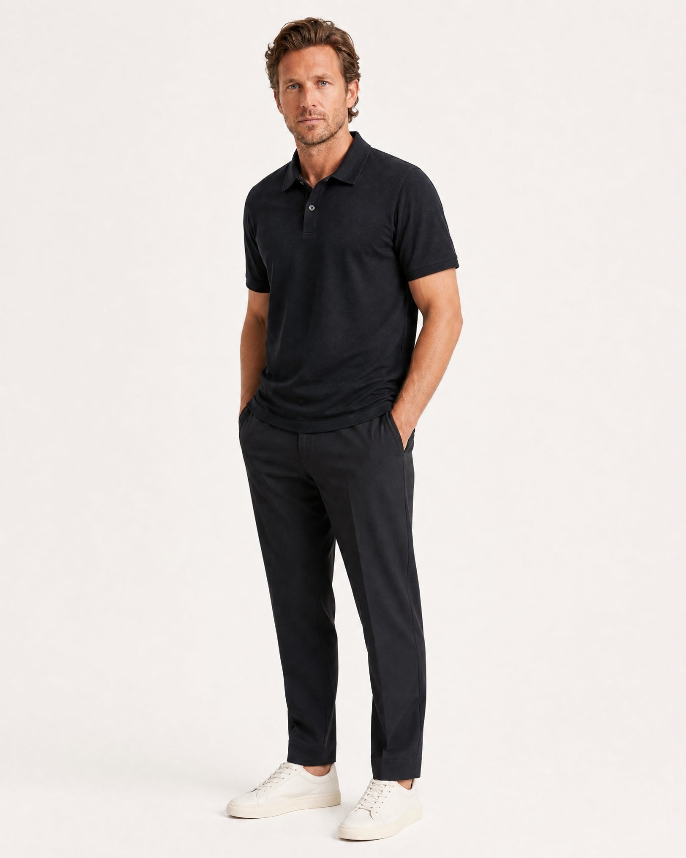 Short-Sleeve Merino Wool Collared Knit Polo