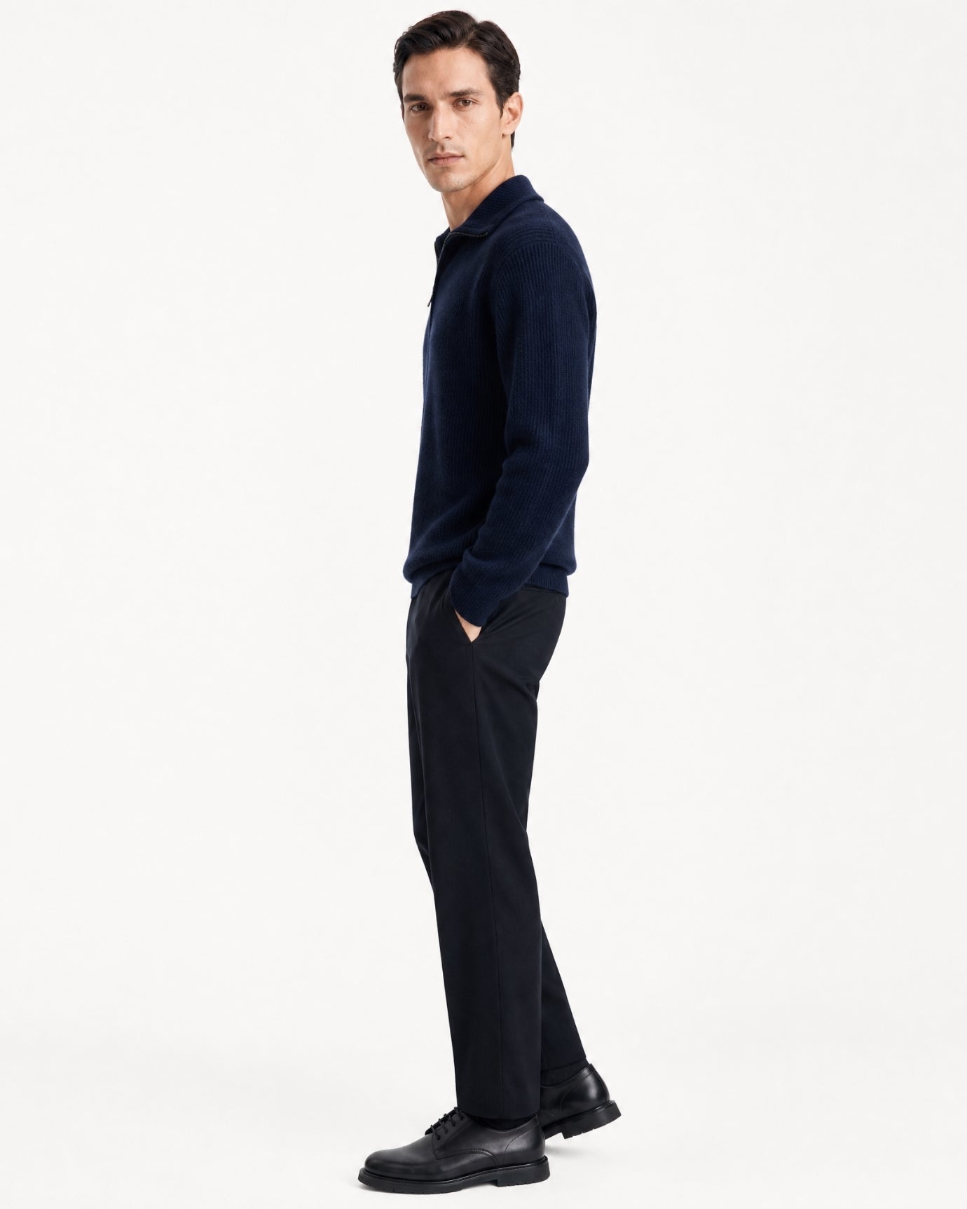New York Thick Ribbed Cashmere Zip Sweater
