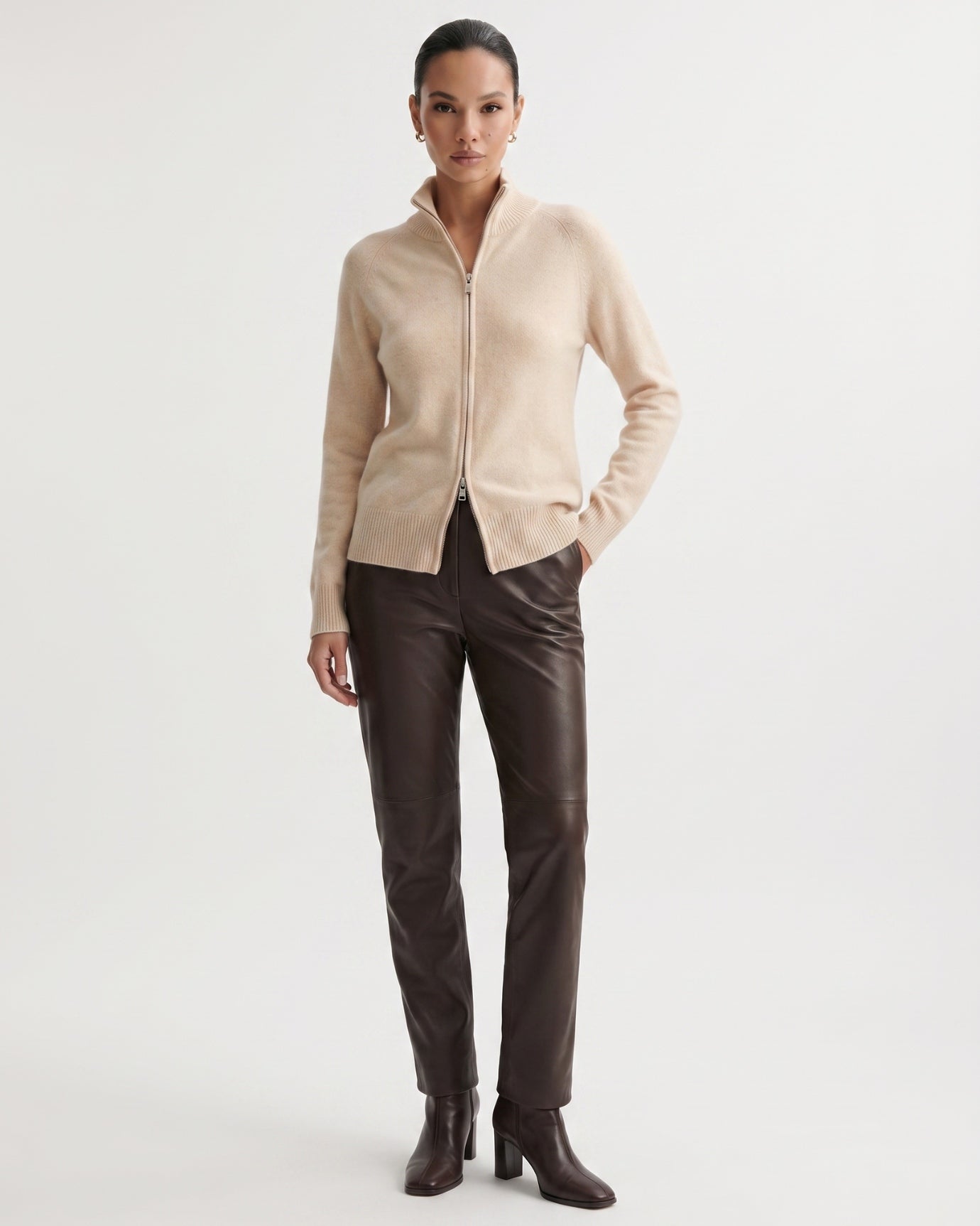 Ria Cashmere Jacket Double Zipper
