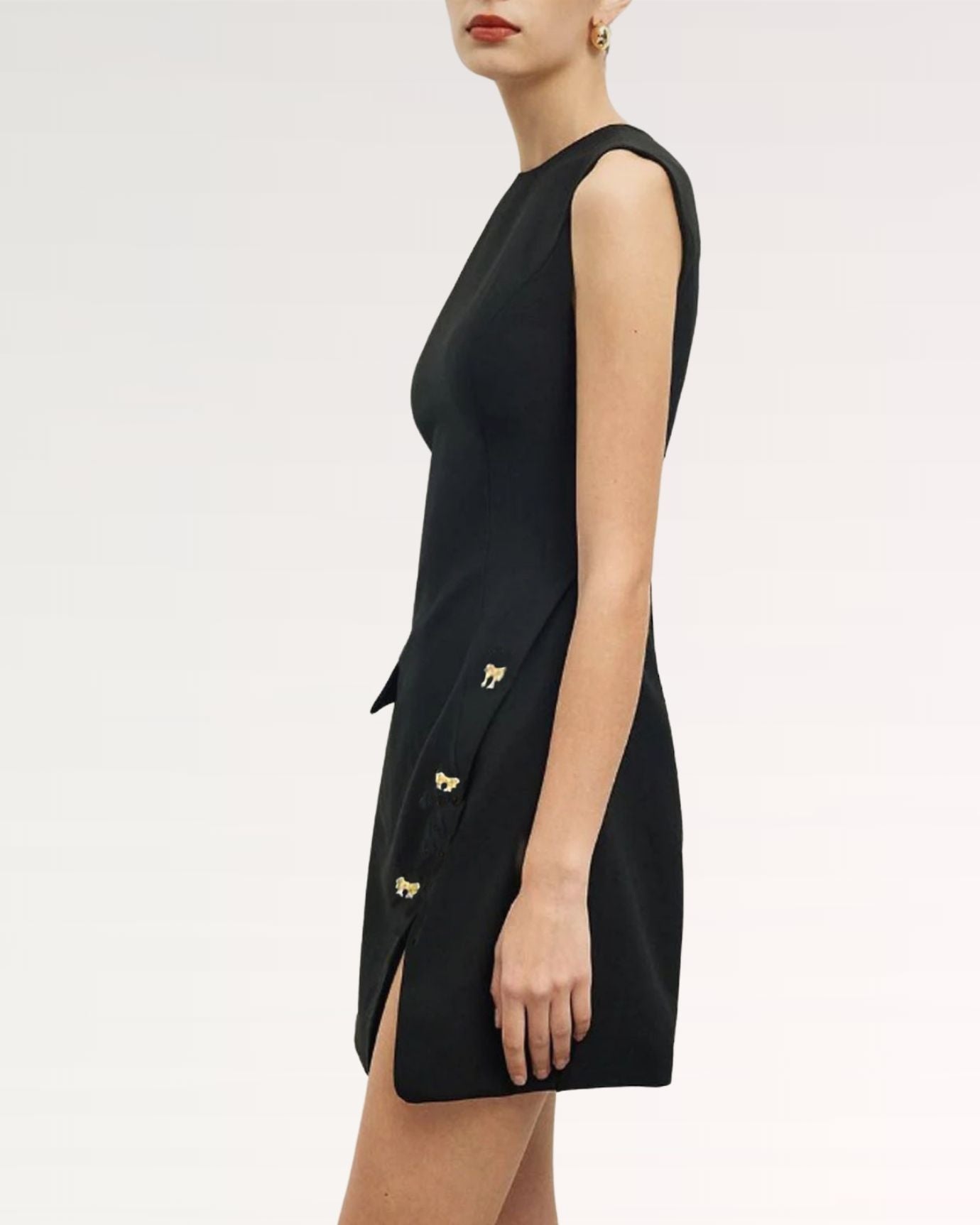 Back button closure with delicate fabric folds on Butterfly Dress