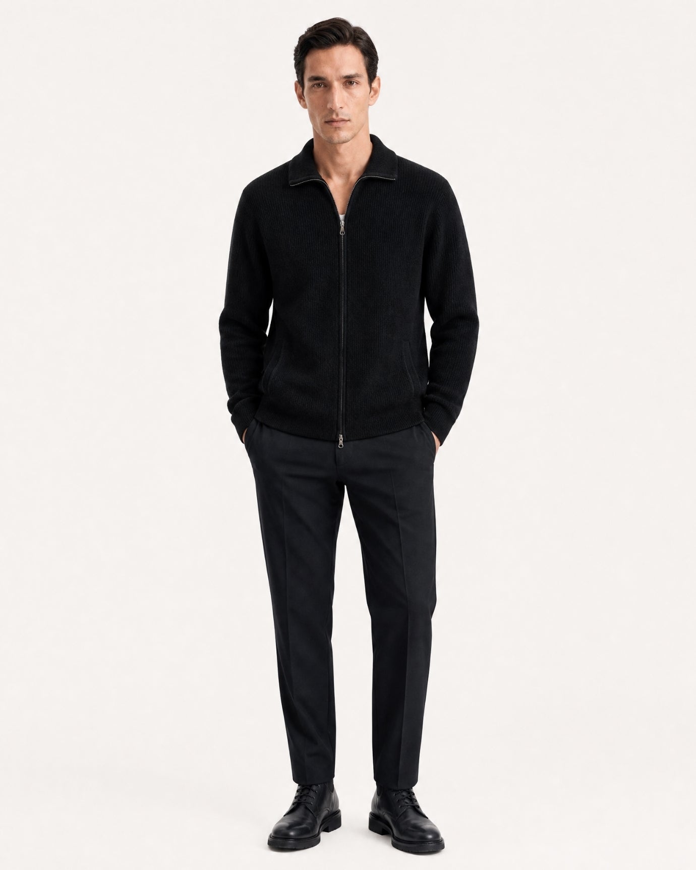 New York Thick Ribbed Cashmere Zip Sweater