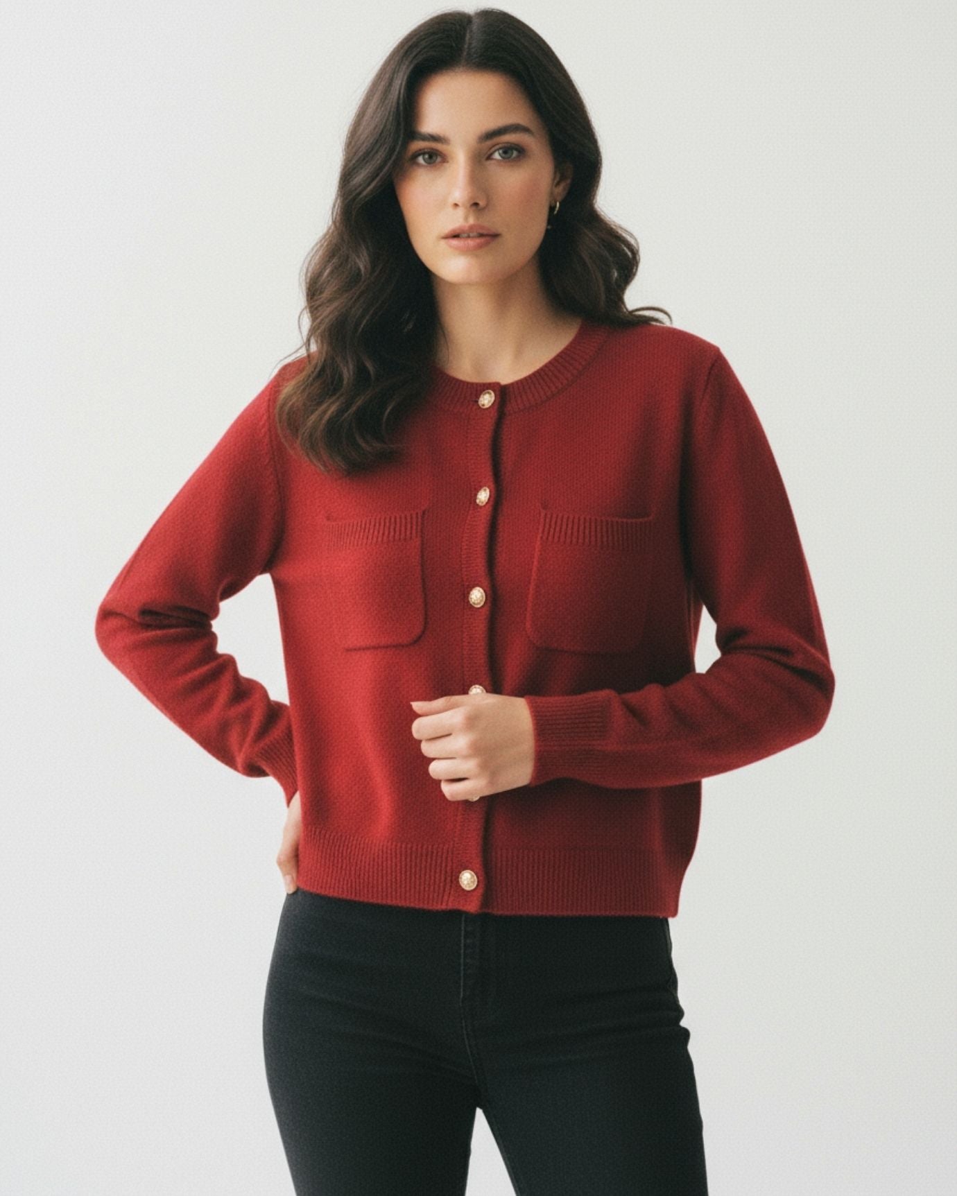 Lina Cashmere Sweater Fine Cardigan Floral