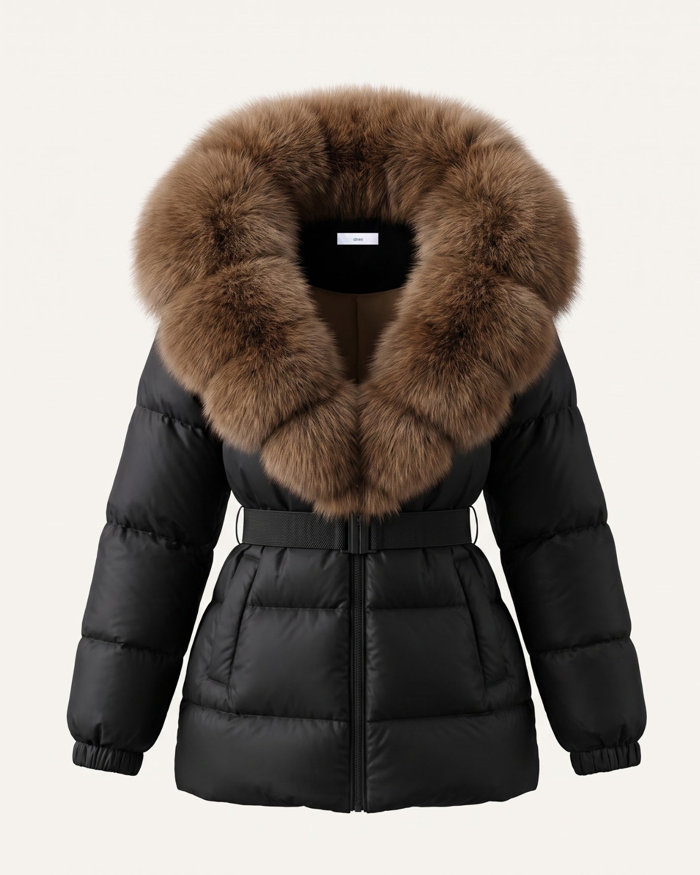 Duck Down Jacket with Fox Fur Trim