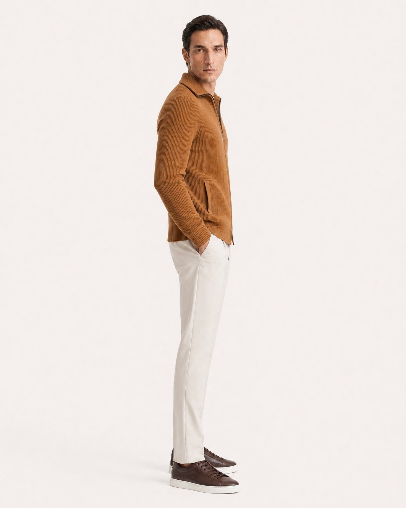 New York Thick Ribbed Cashmere Zip Sweater