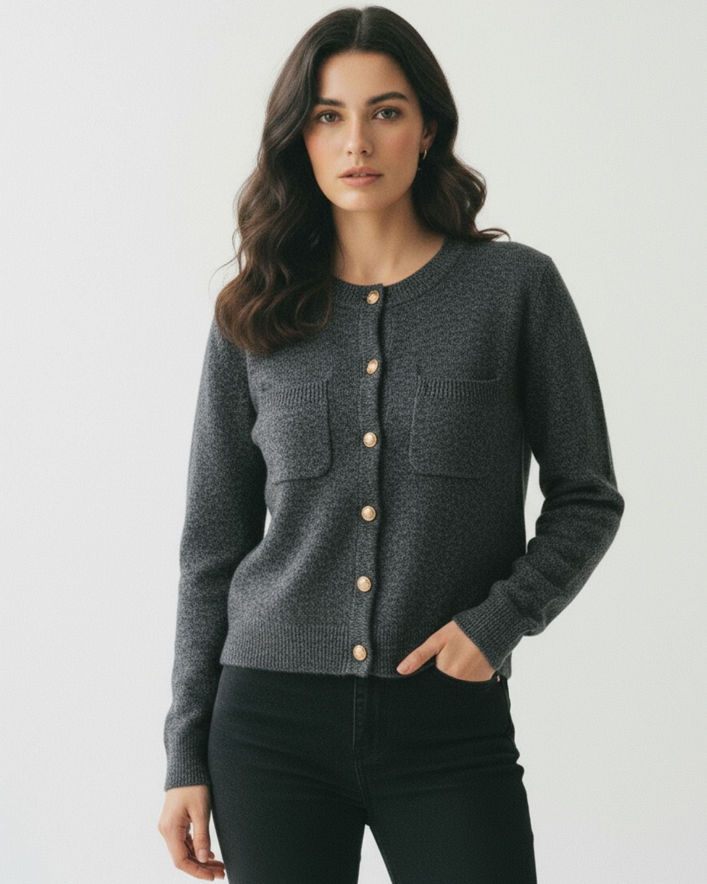Lina Cashmere Sweater Fine Cardigan Floral