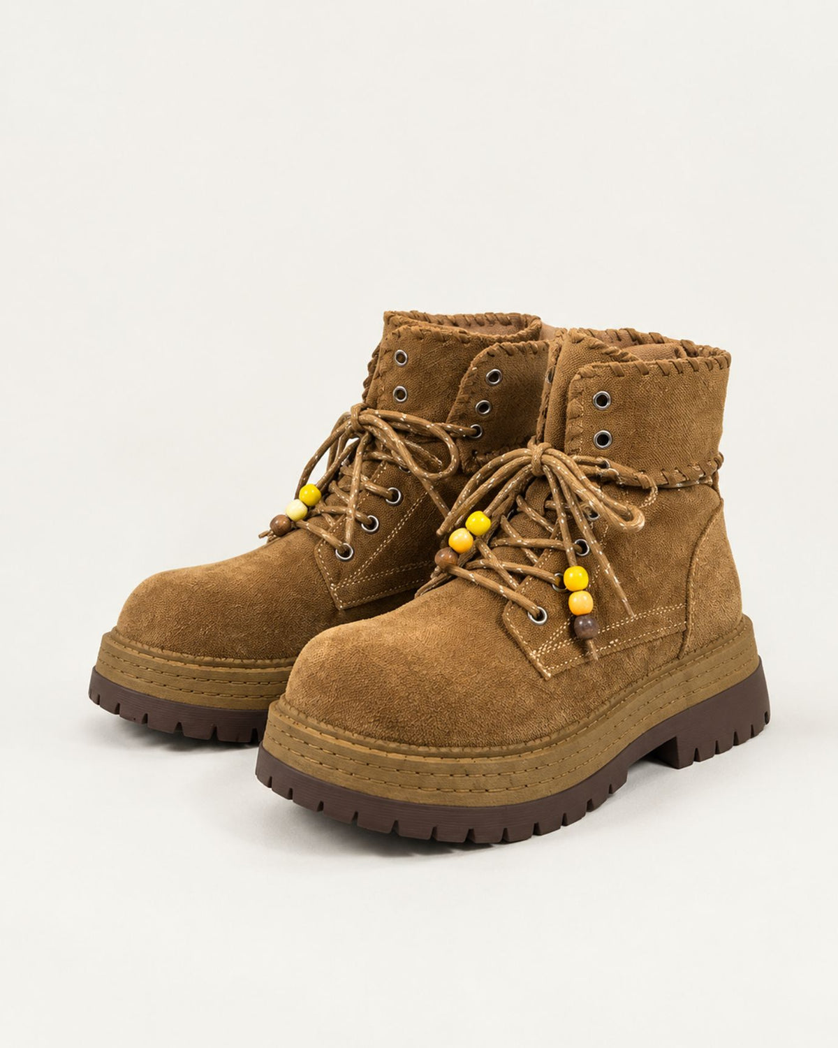 Foldover Leather Chunky Sole Boots