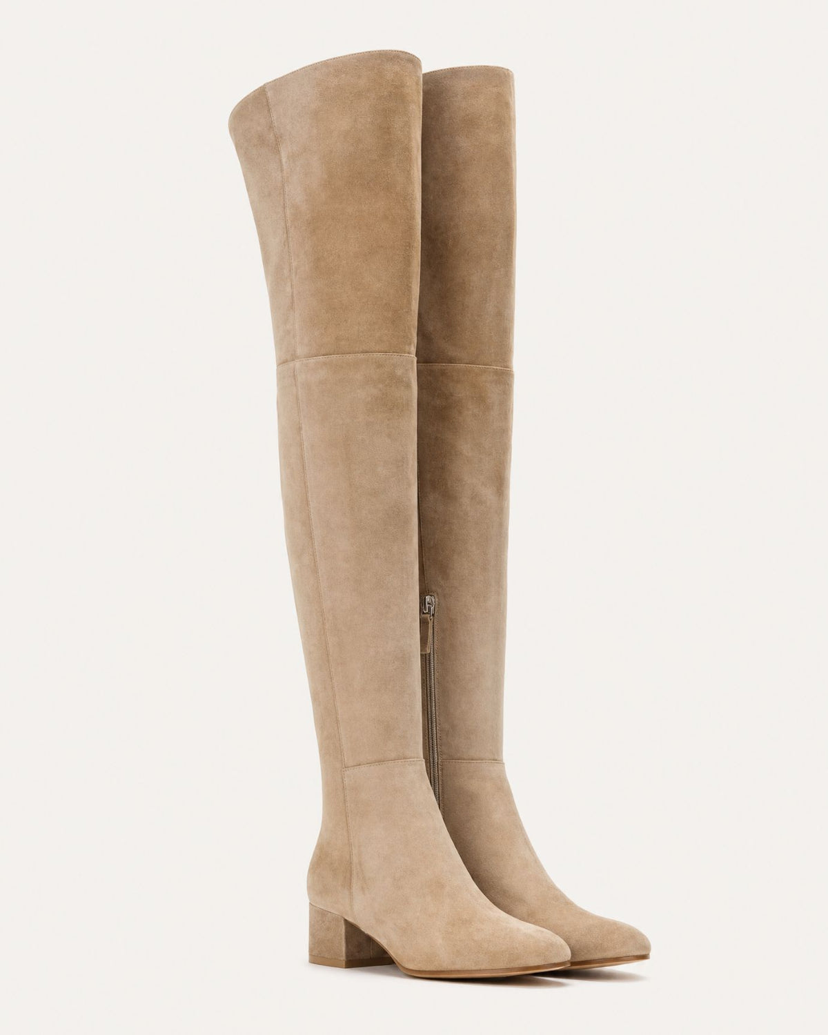 Round-Toe Low-Heel Over-the-Knee Leather Boots