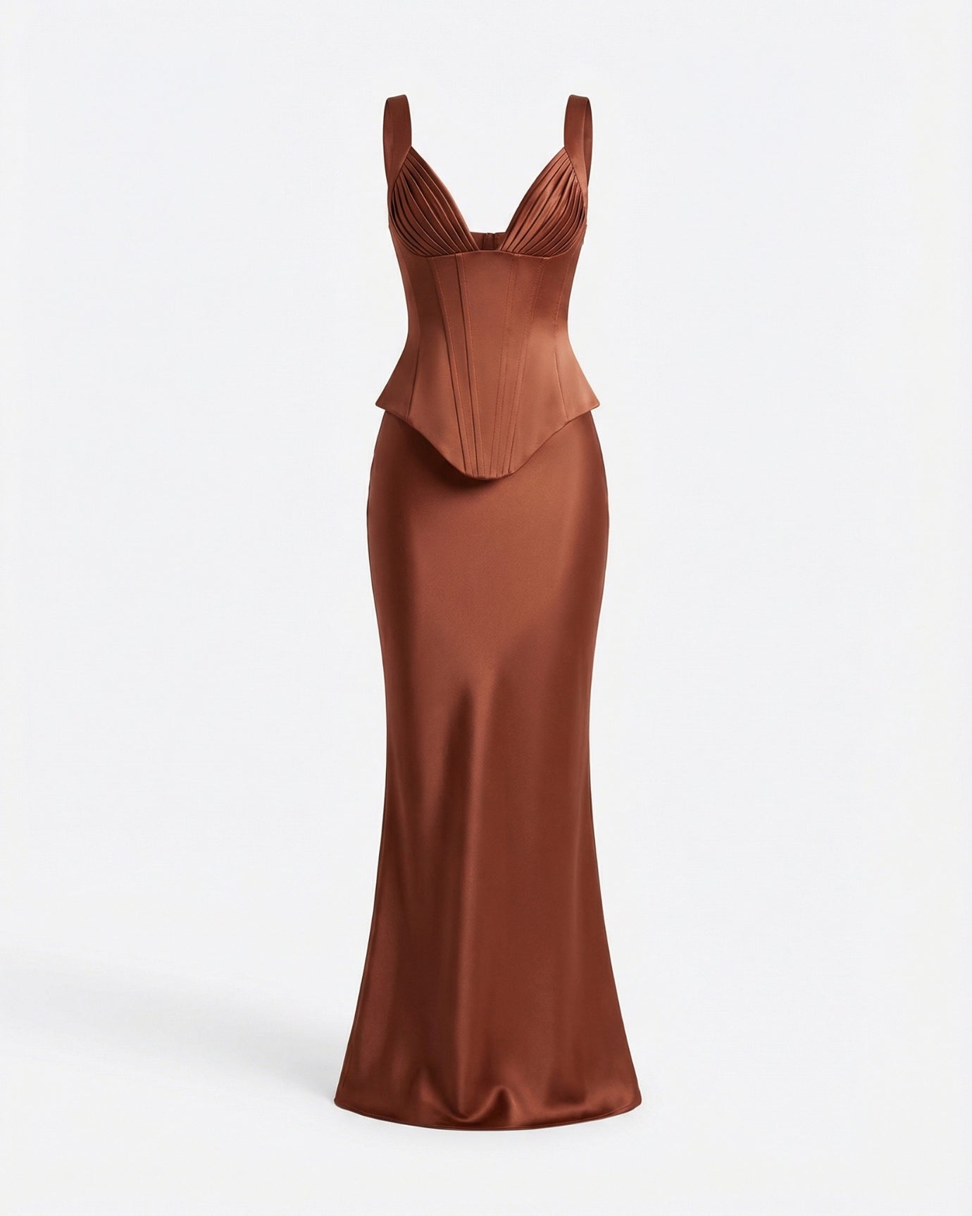 Cira Long Satin Dress Skirt Set